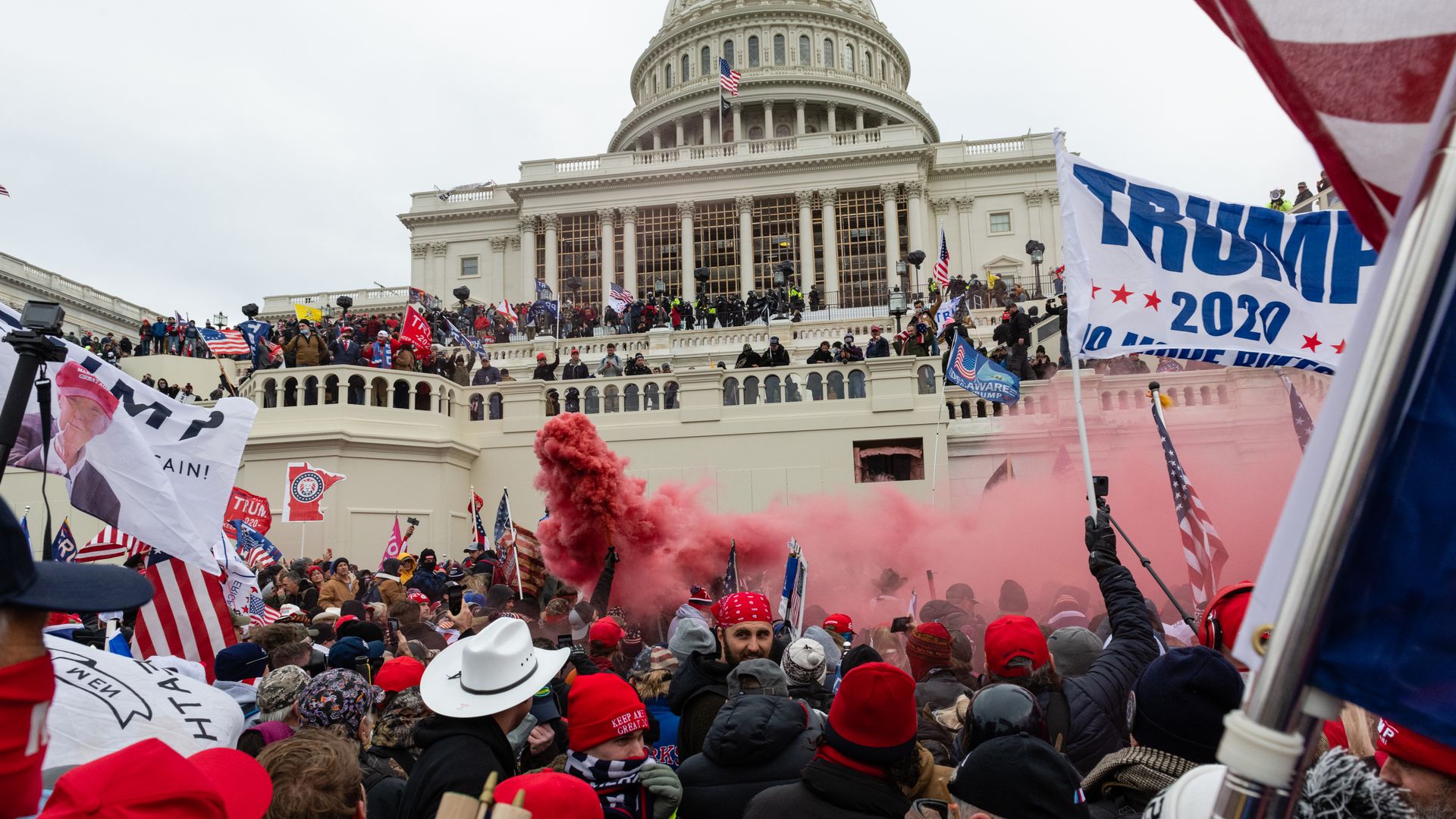 Pro-Trump rioters at the U.S. Capitol building on Jan. 6, 2021.