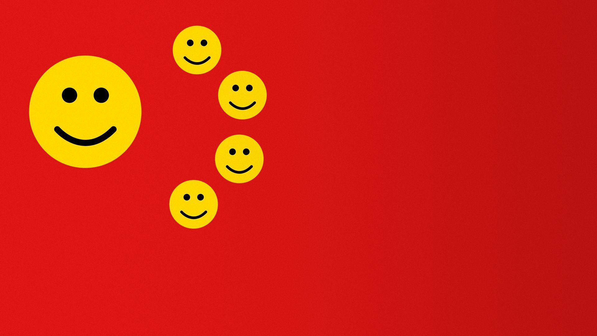 Illustration of China's flag with smiley faces replacing the stars.