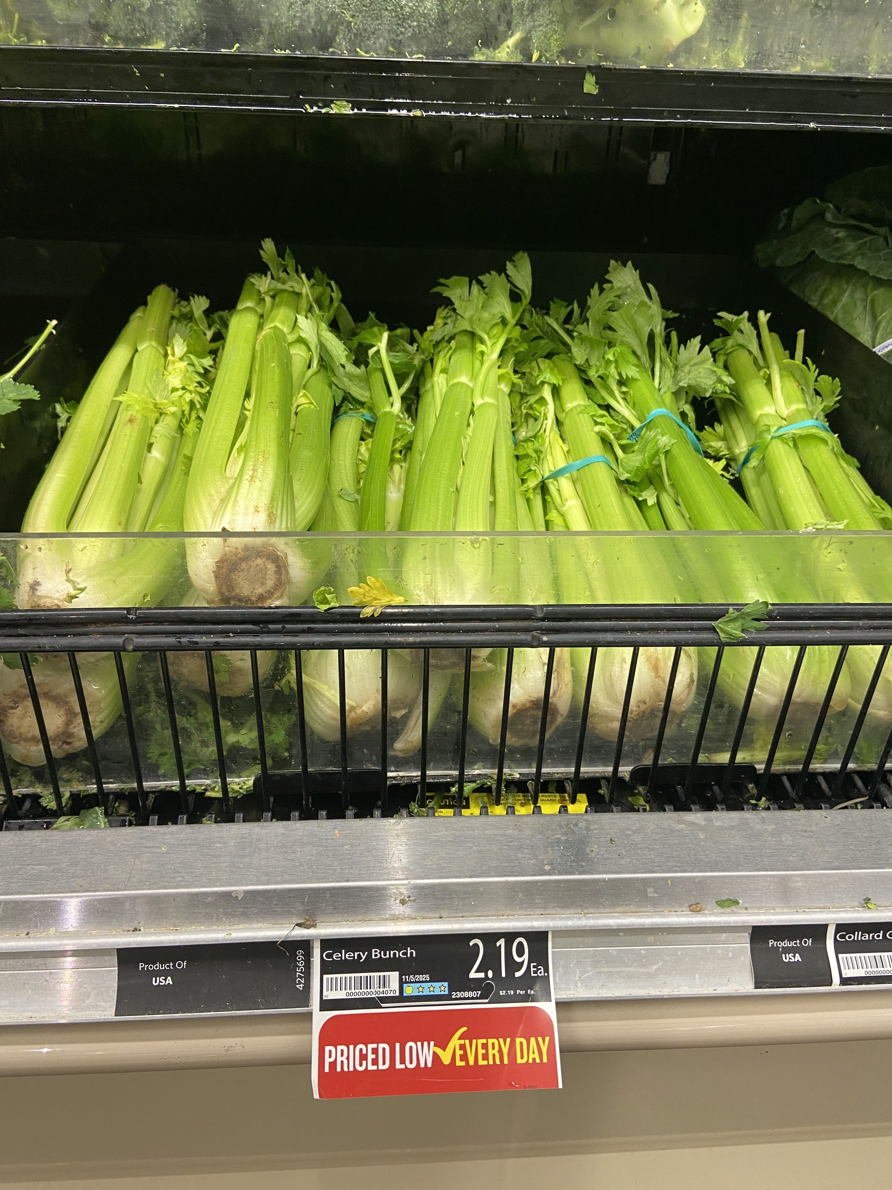 Unpackaged celery at Food Lion. 