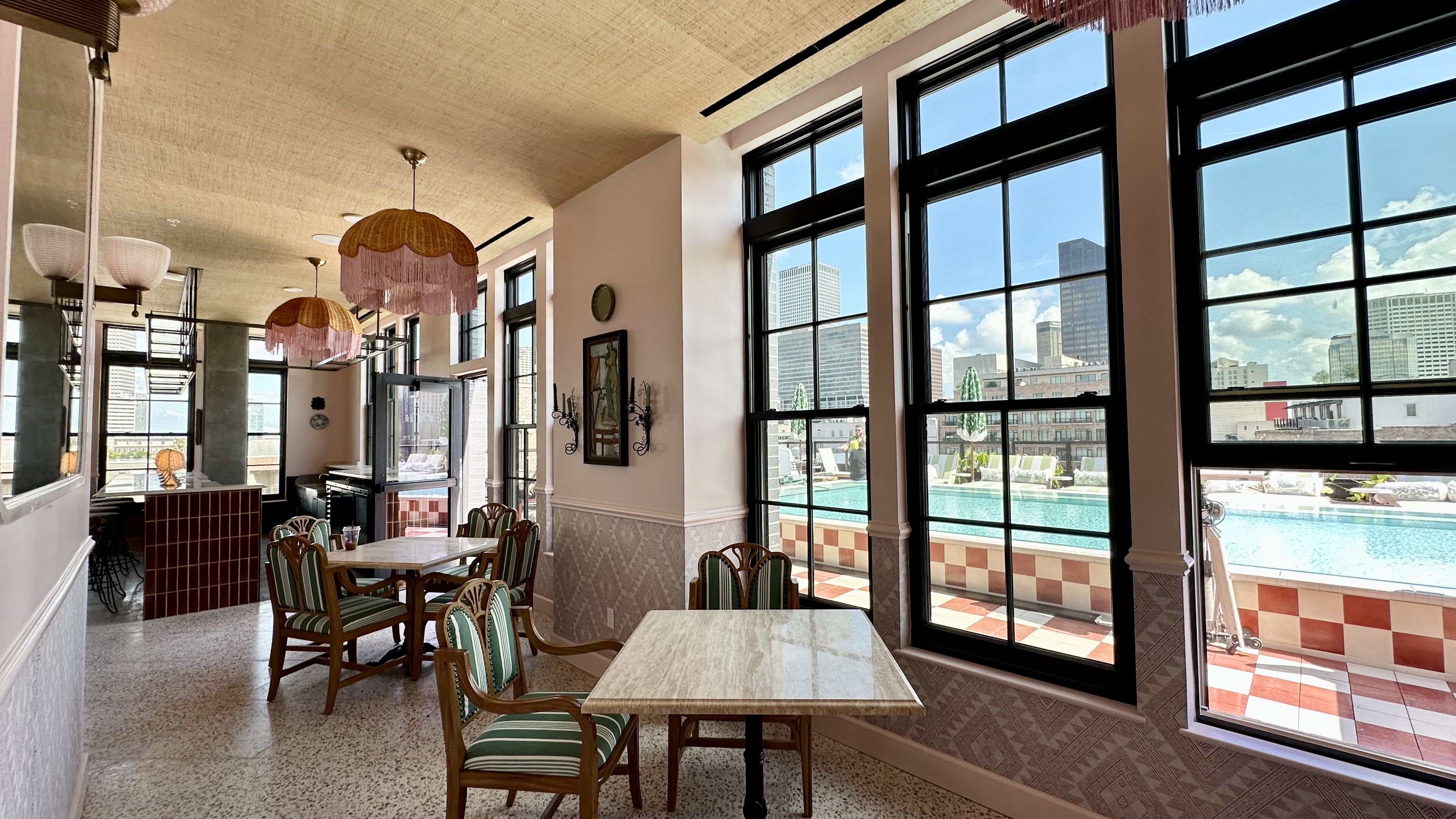 Photo shows the inside of the rooftop bar at Common House.