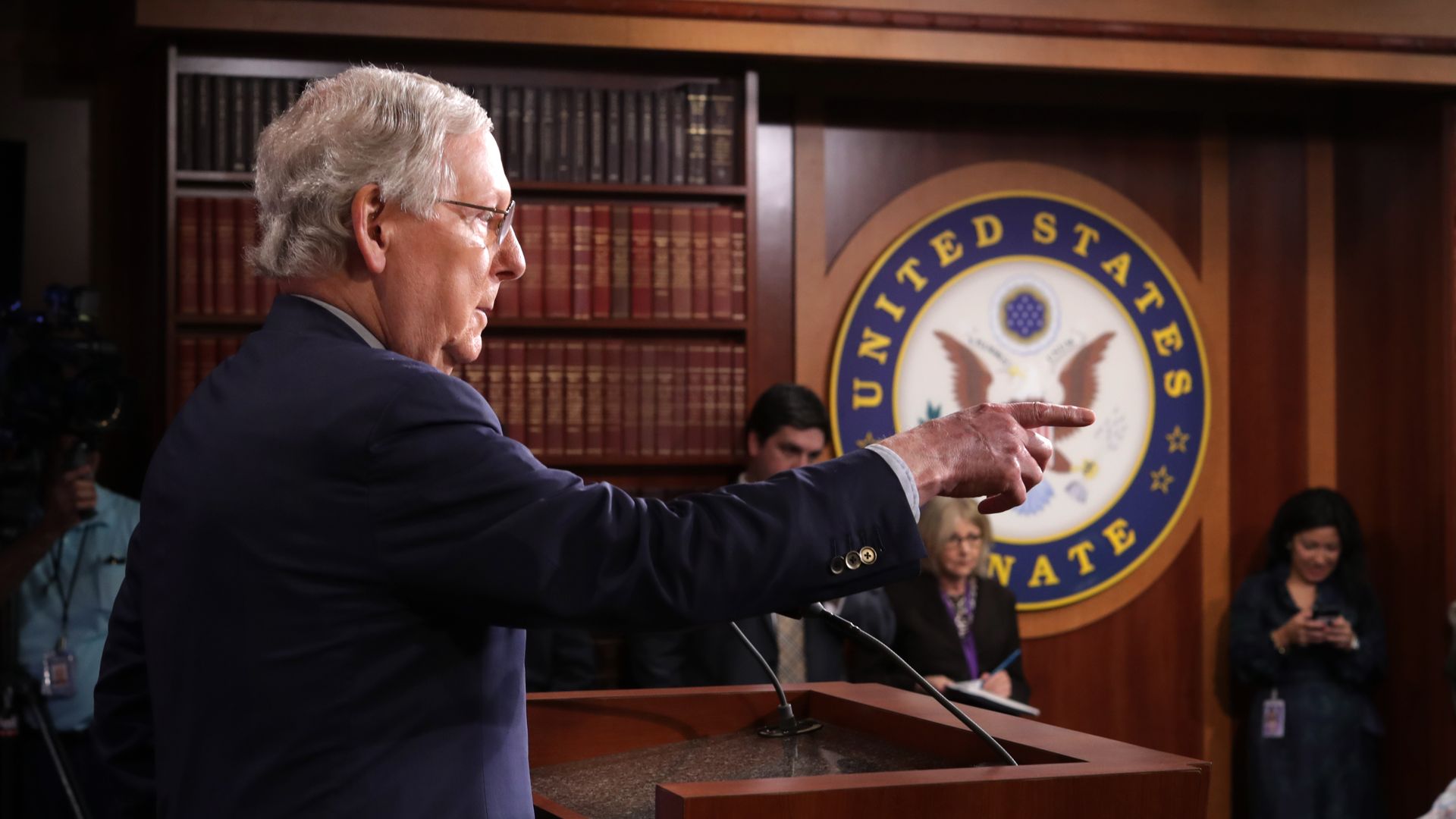 Mitch McConnell pointing.