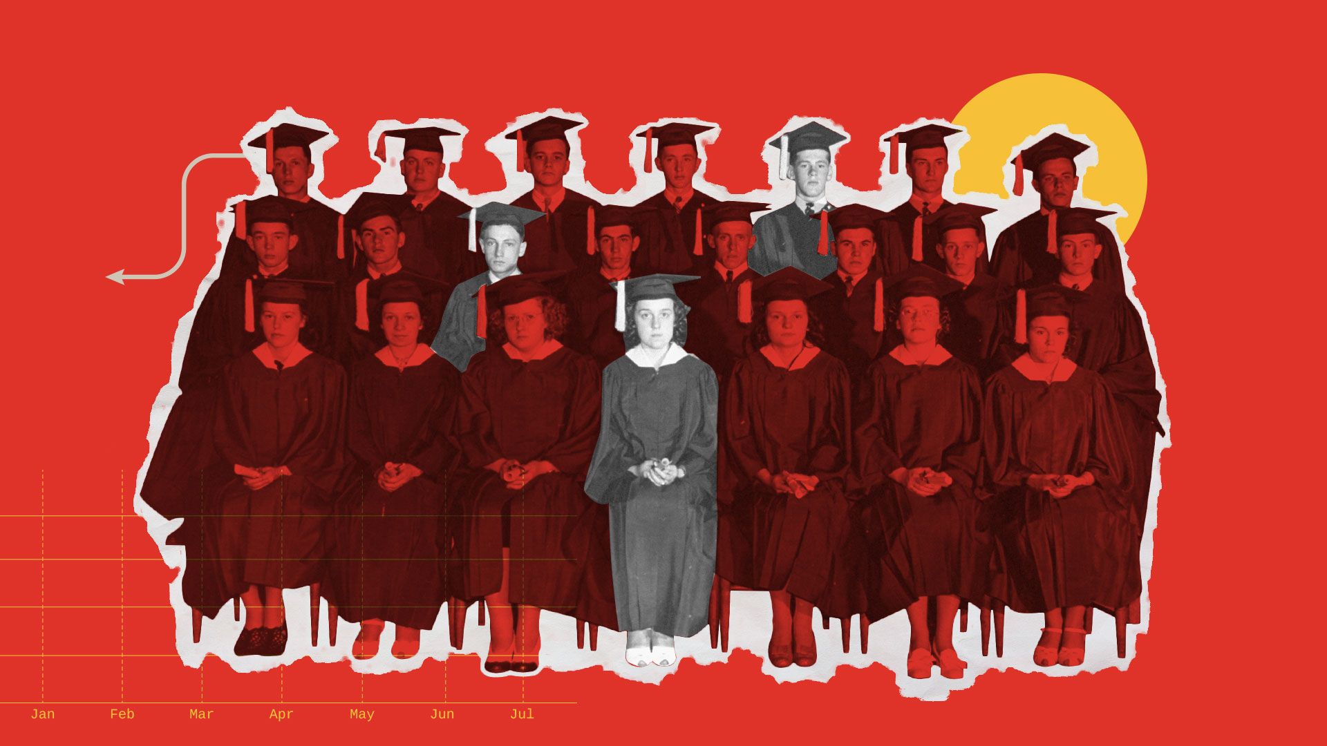 Students in graduation caps.