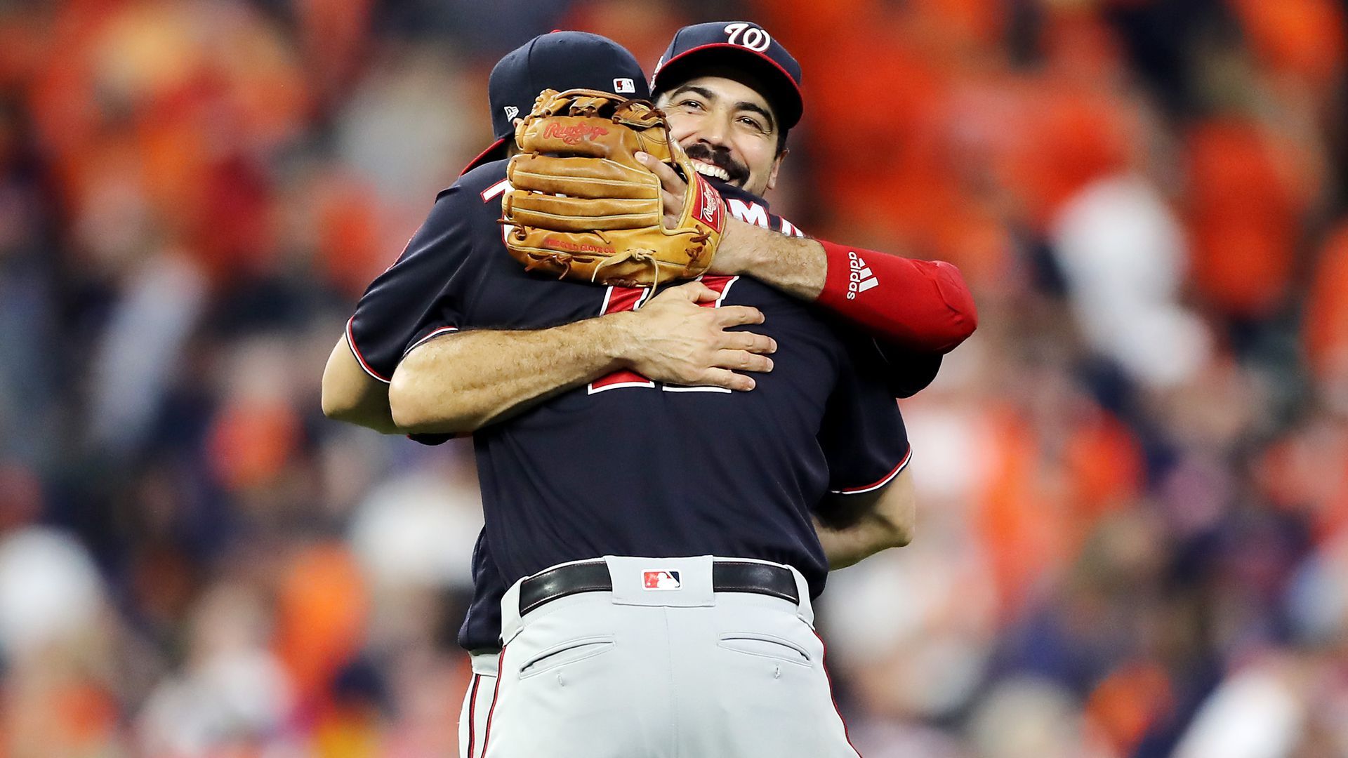 Anthony Rendon hugging Ryan Zimmerman.