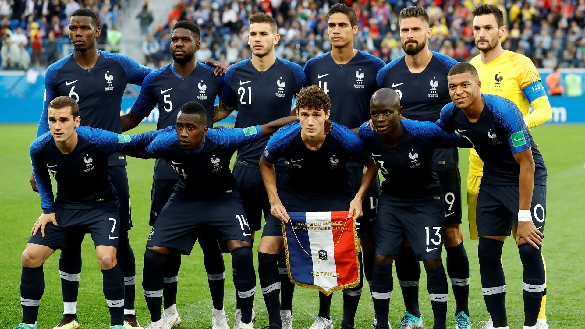 Players of France's soccer team. 