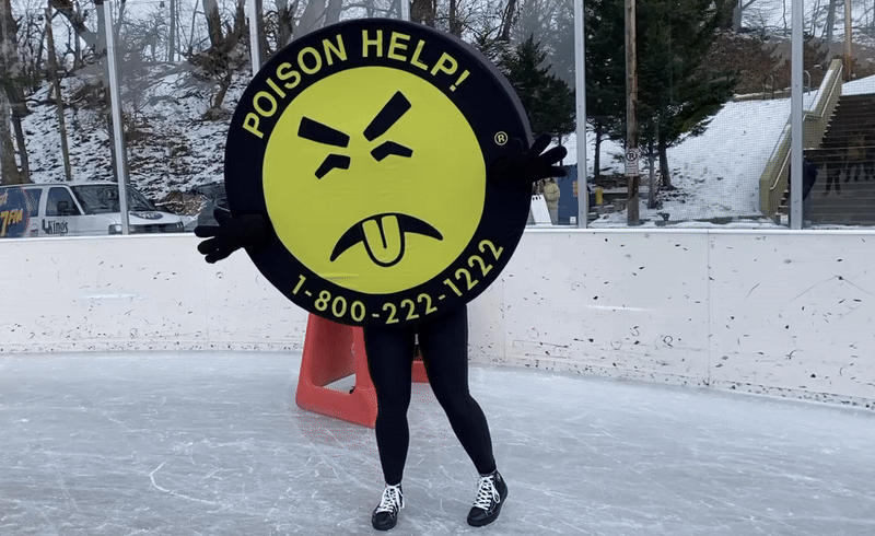 Pittsburgh's Mr. Yuk mascot dances at the city's 37th annual mascot skate. 
