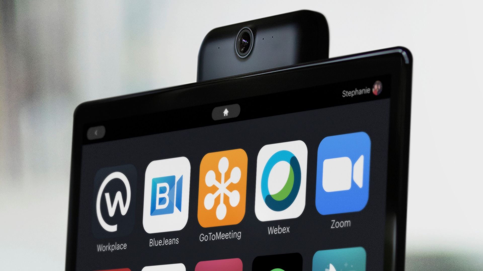 A Facebook portal with icons for WebEx, Zoom, GoToMeeting and BlueJeans