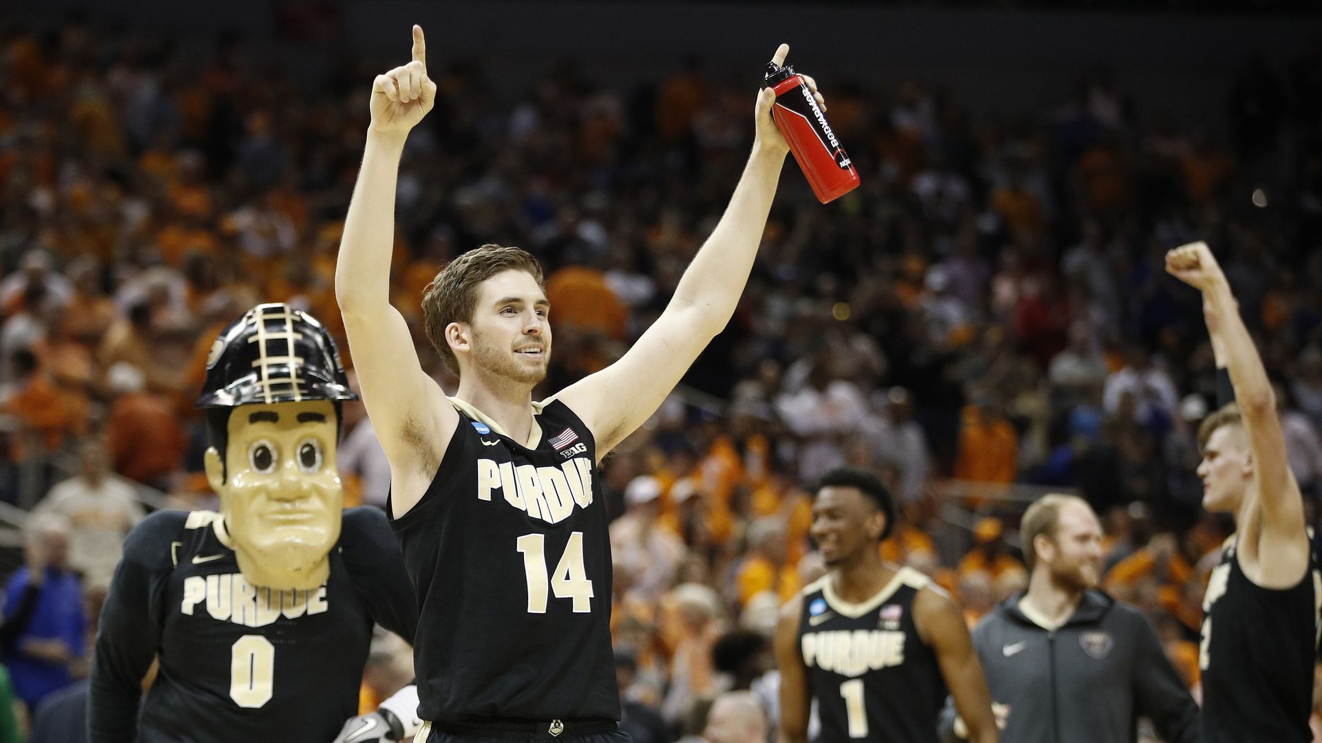 Purdue's Ryan Cline celebrates the win