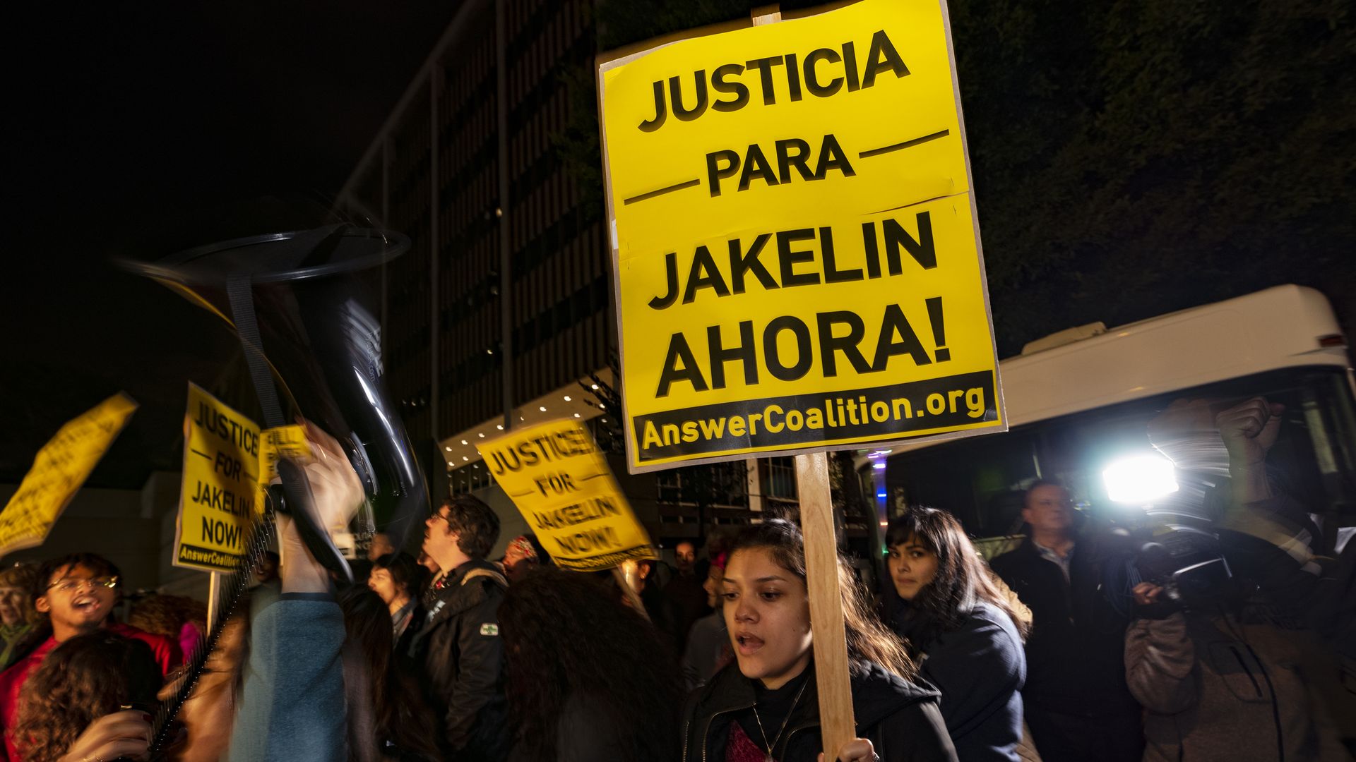 Protestor carrying Justice for Jakelin sign
