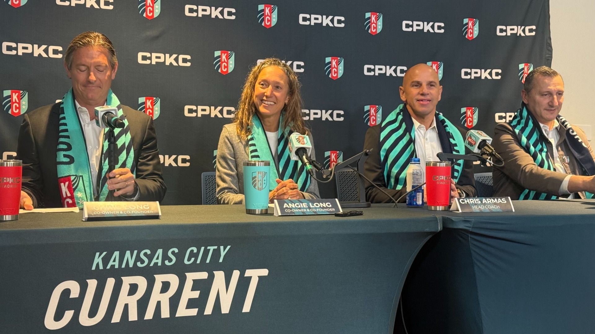 Chris Armas was announced as the club's new head coach, with co-owners Angie and Chris Long and sporting director Vlatko Andonovski by his side.