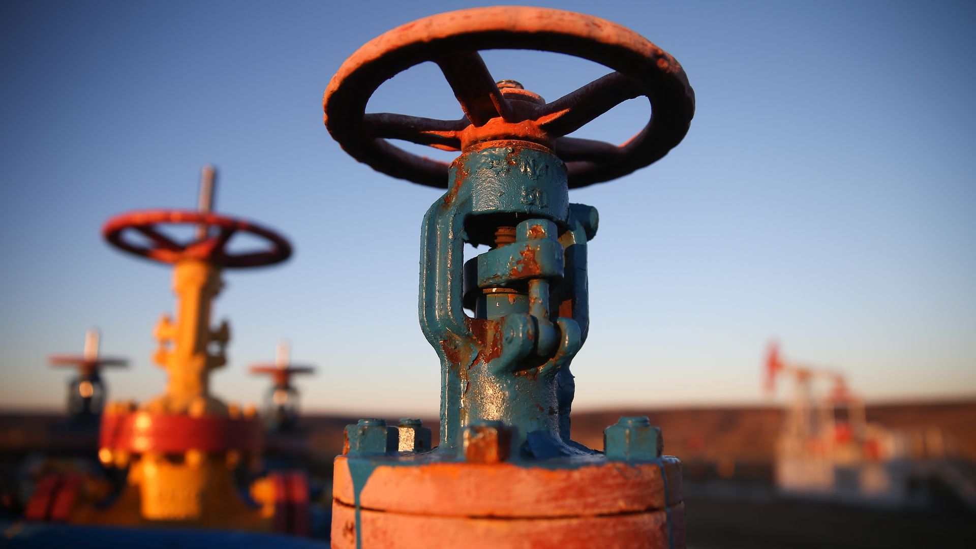 Big orange and blue valve