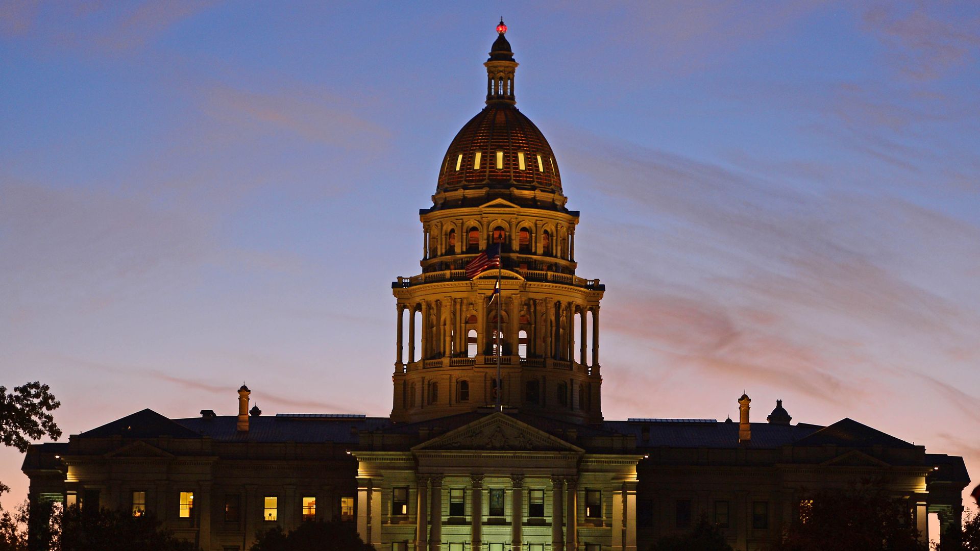 A shot of the Colorado State Capitol right before sunrise.
