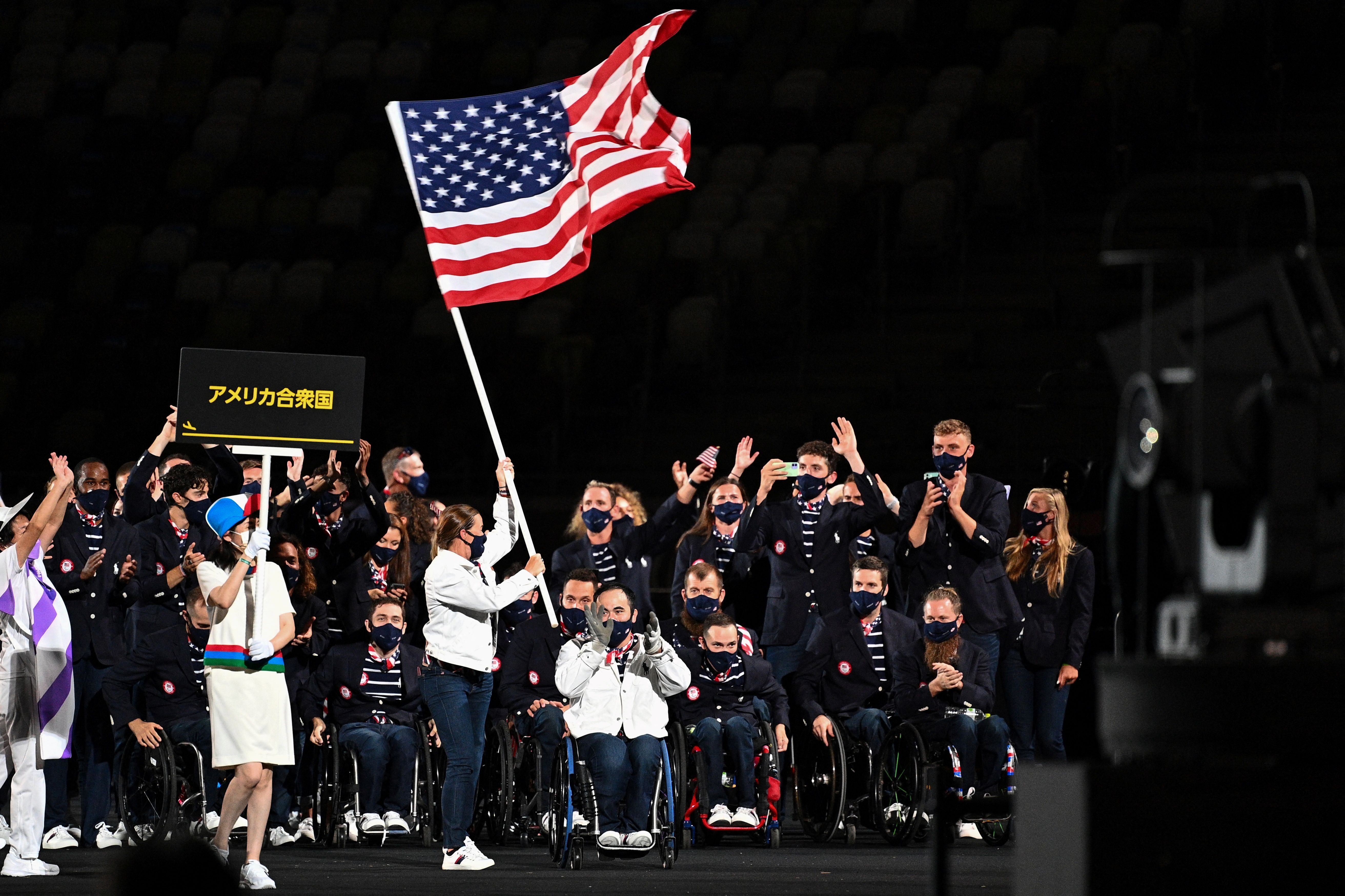 Team USA arrives during the opening ceremony for the Tokyo 2020 Paralympic Games at the Olympic Stadium in Tokyo on August 24, 2021. Photo: Philip Fong/AFP via Getty Images
