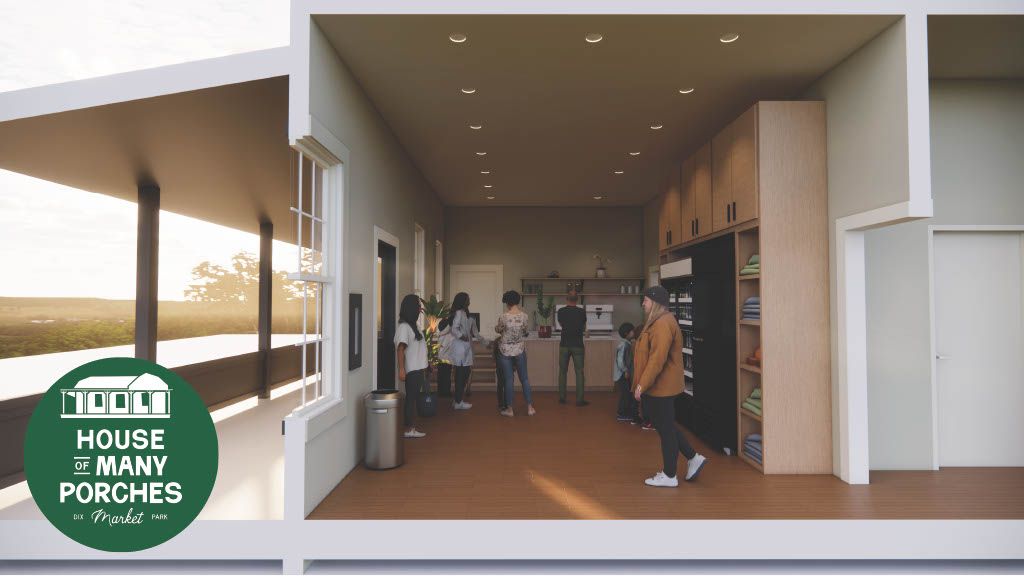 A rendering of the House of Many Porches