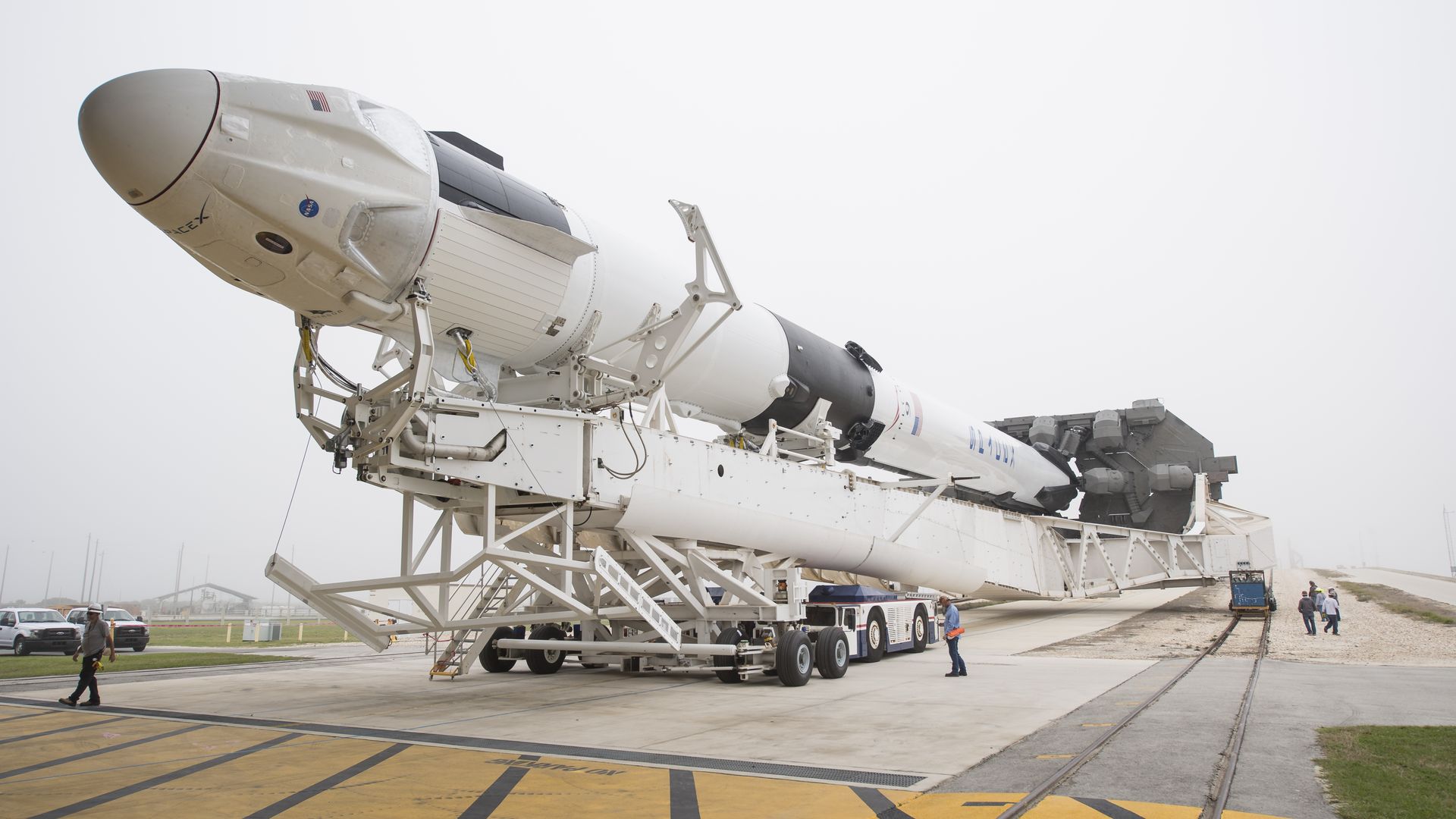 A SpaceX rocket and spacecraft