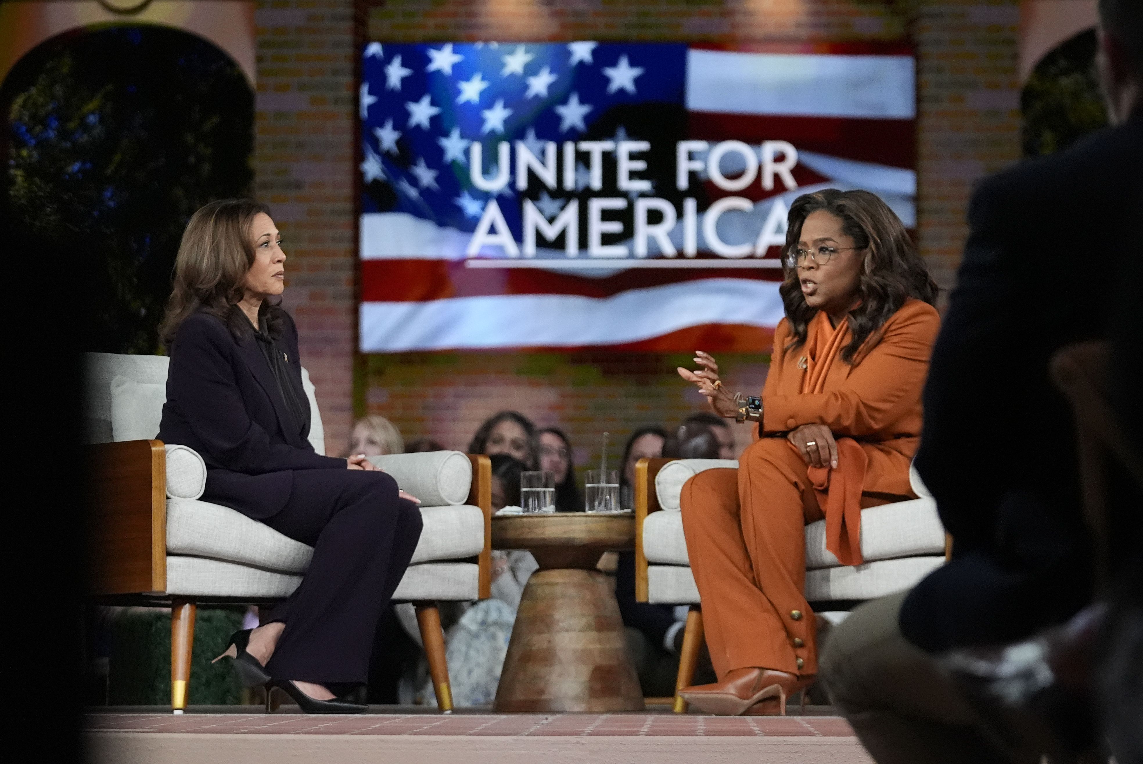 Oprah Winfrey interviews Vice President Harris in Farmington Hills, Mich.