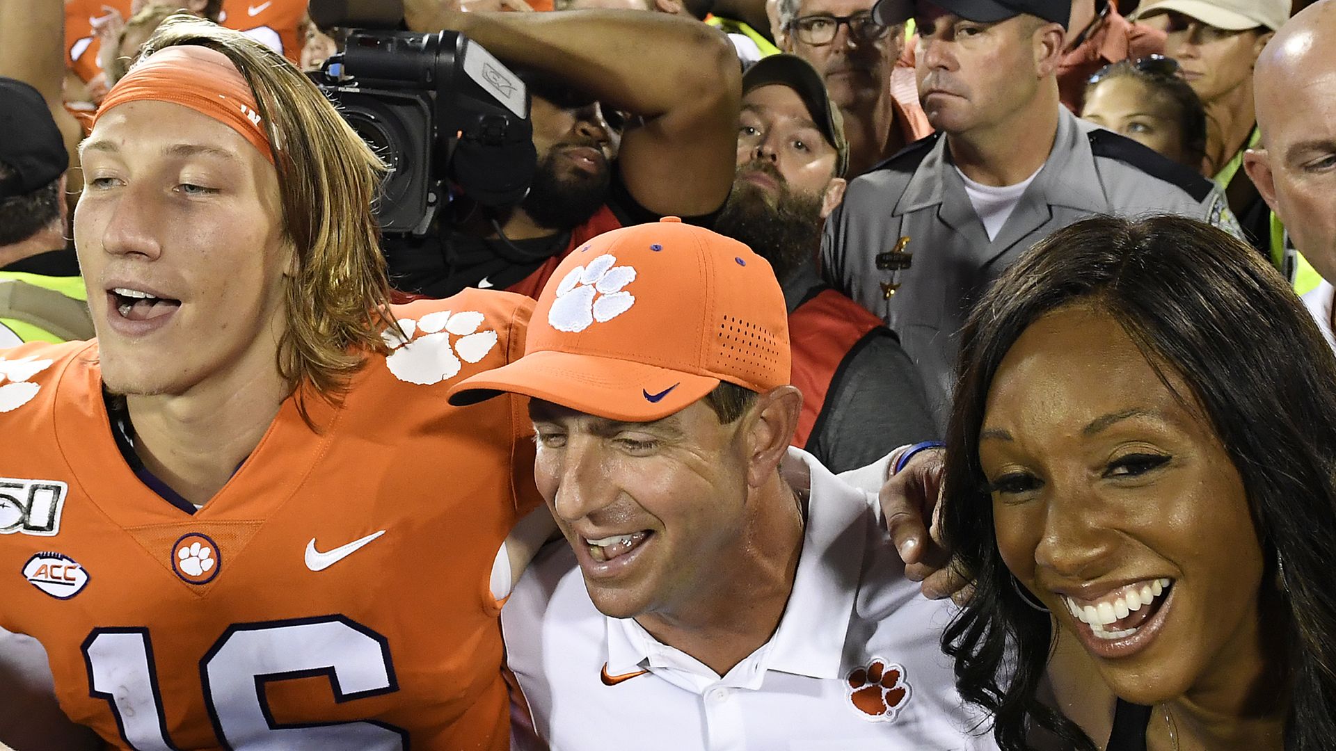 Trevor Lawrence, Dabo Swinney, Maria Taylor