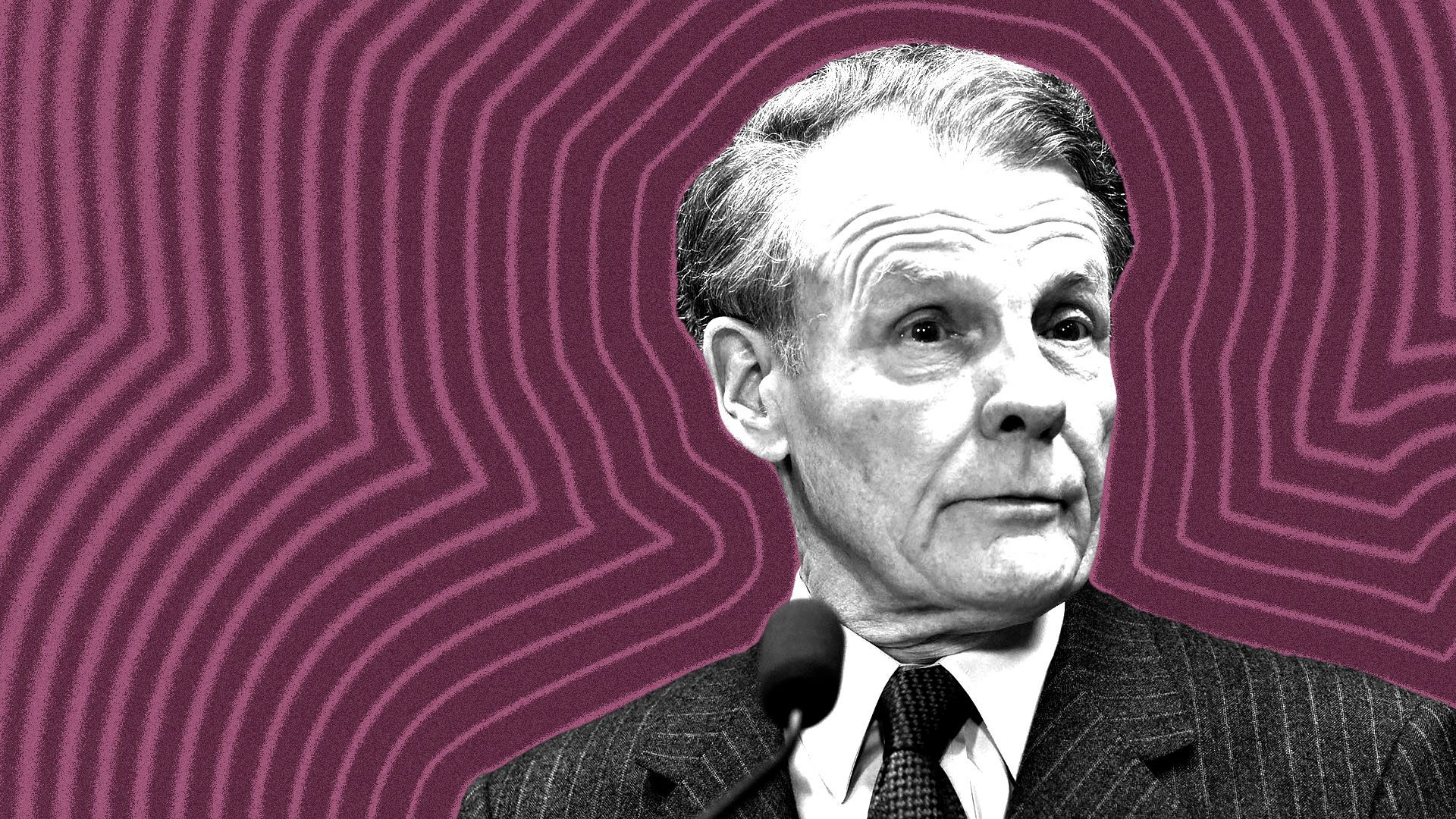 Photo illustration of Michael Madigan with lines radiating from him.