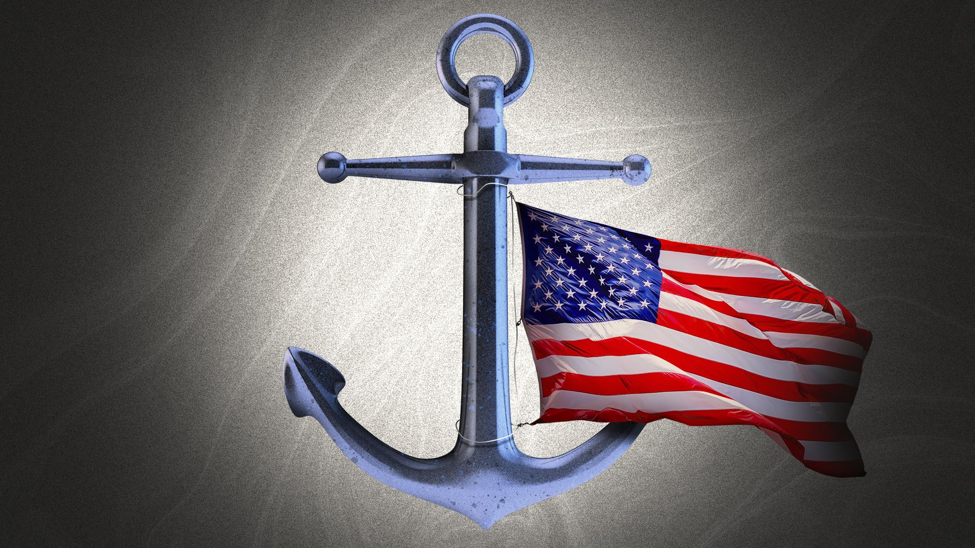 Illustration of an anchor with an American flag around it