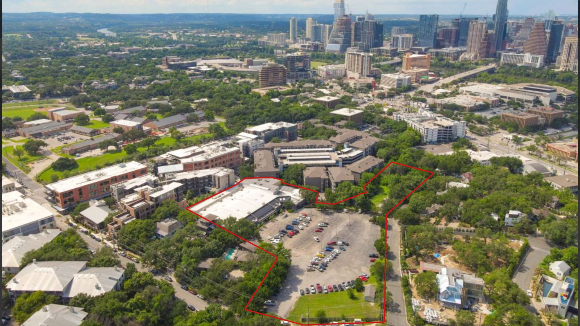 An overhead view of the property at 200 Academy Drive.