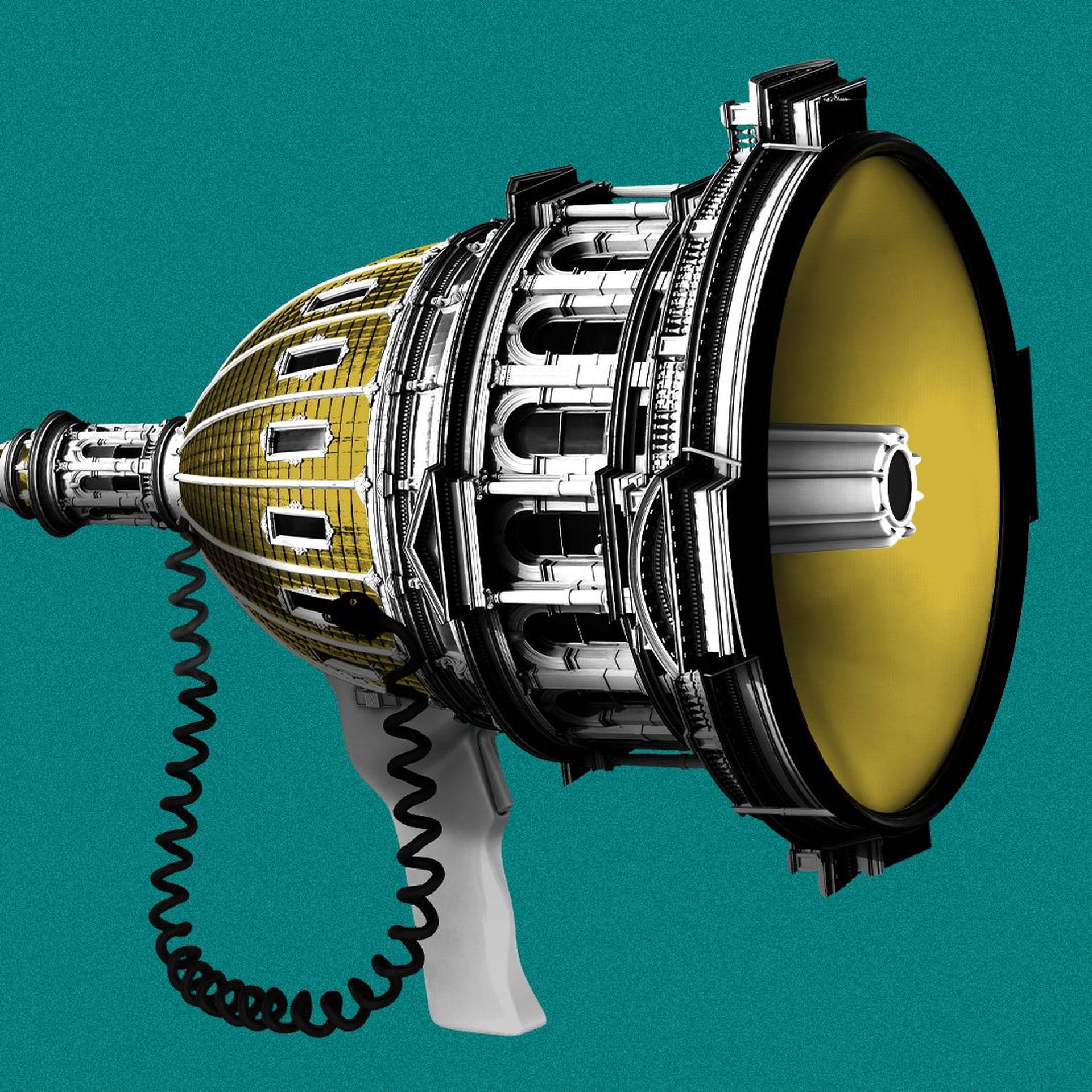 Illustration of a megaphone made out of the dome of the Colorado State Capitol.