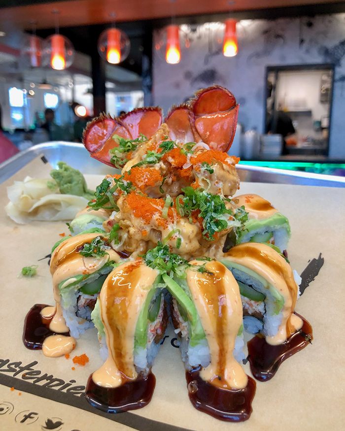 lobster sushi roll at zukku sushi optimist hall charlotte