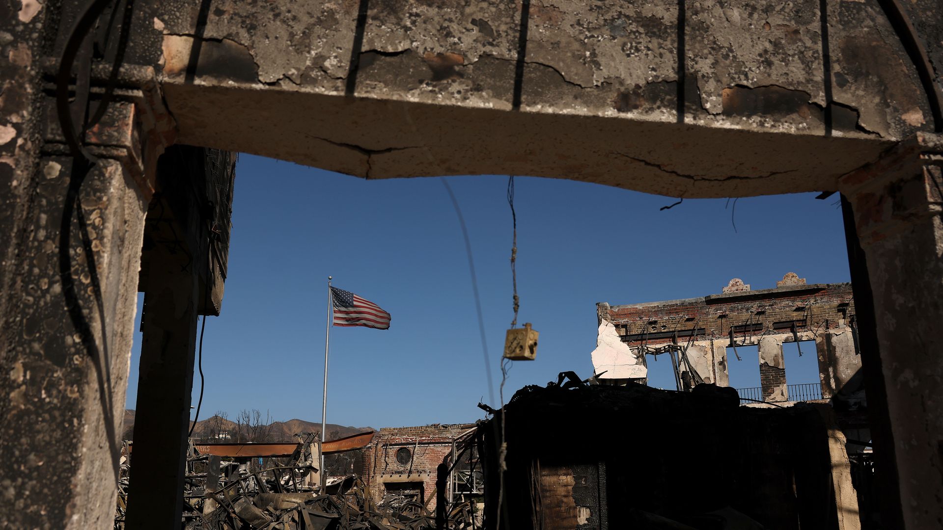 Wildfire-destroyed building in California