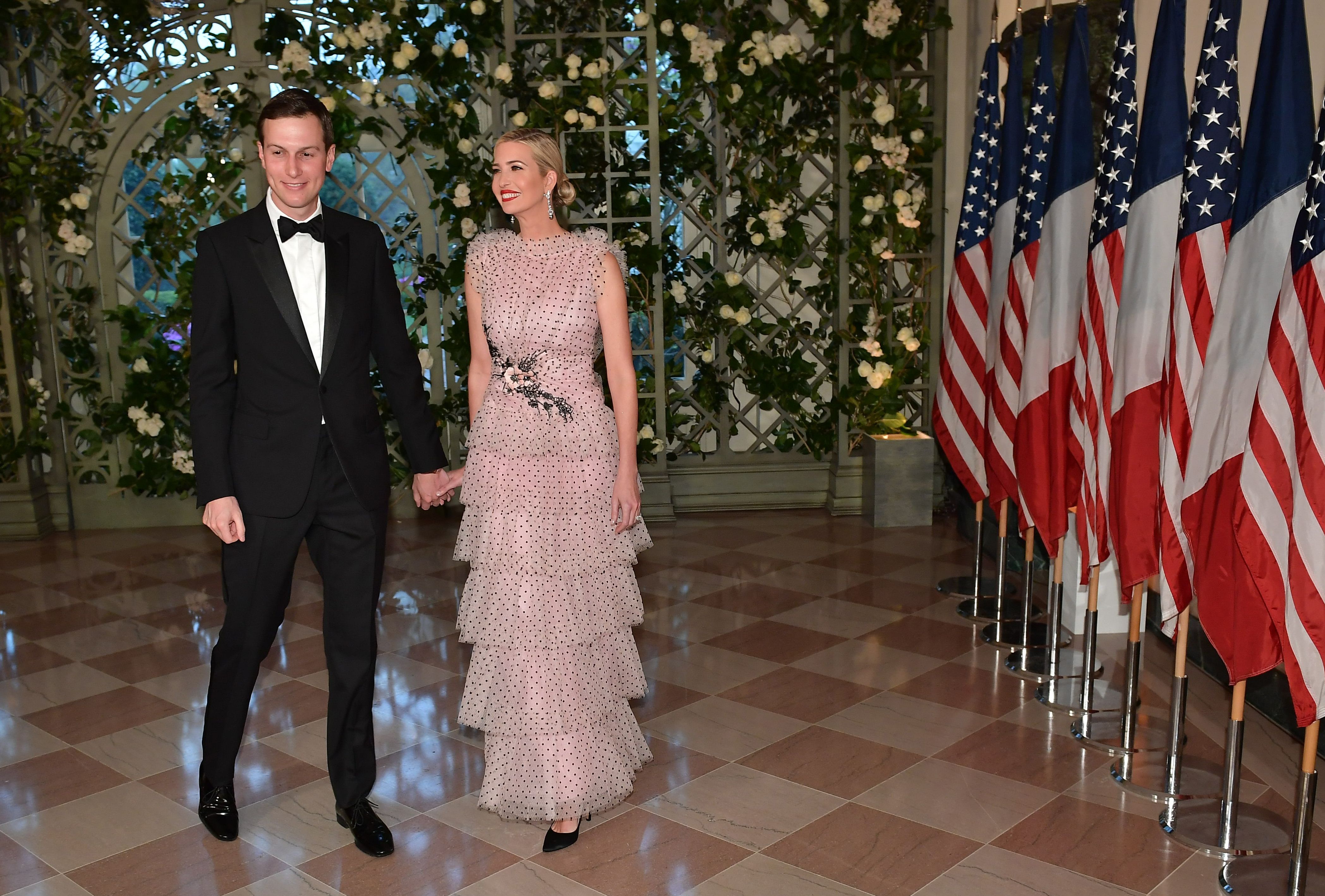 White House Advisor Jared Kushner and wife Ivanka Trump arrive at the state dinner 