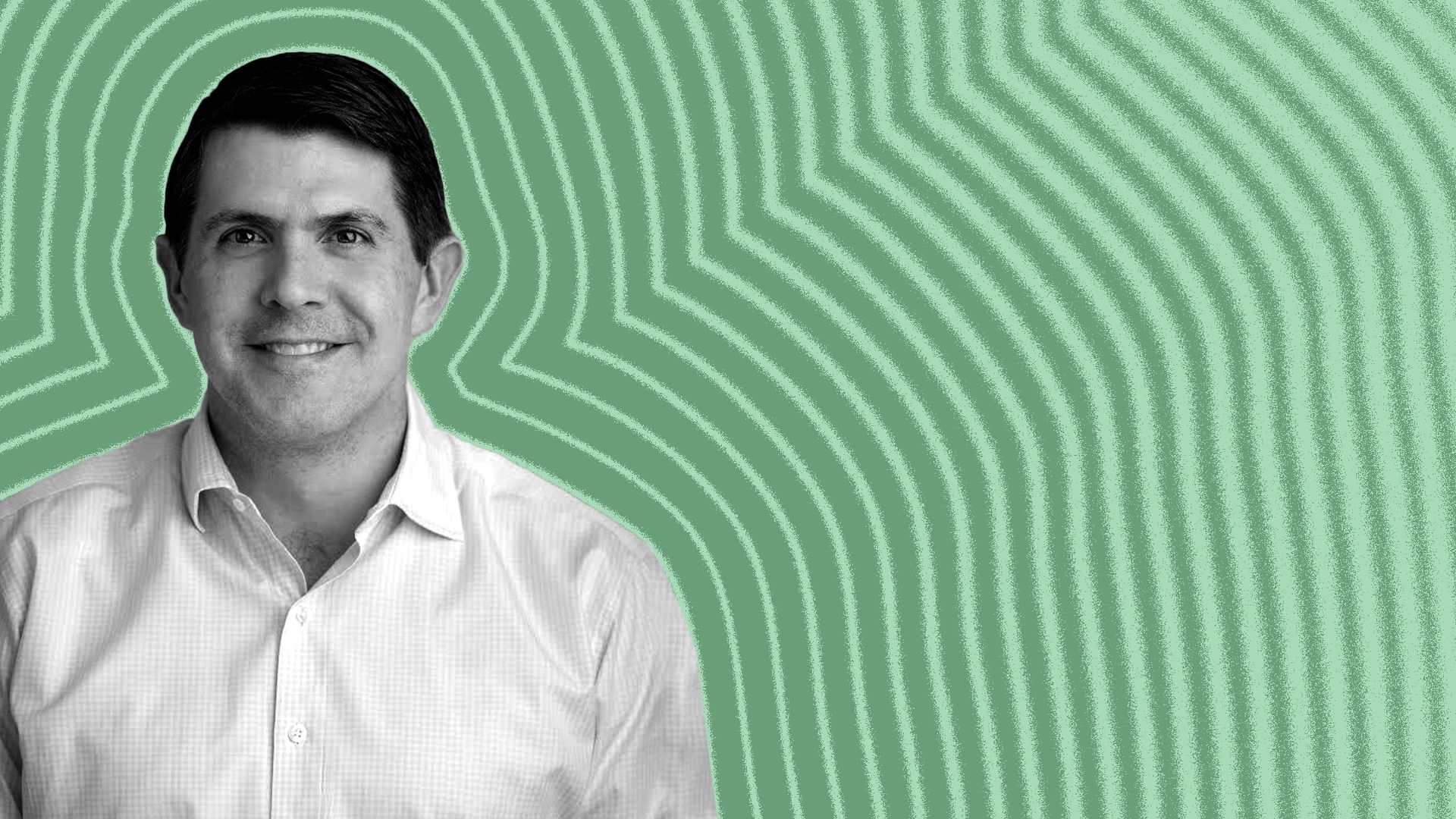 Photo illustration of Brad Briner with lines radiating out from him.