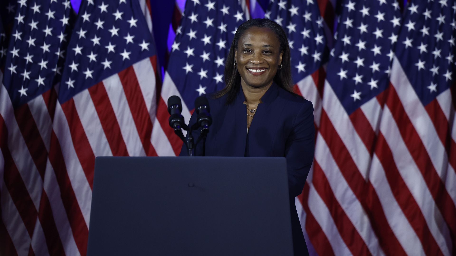 Laphonza Butler address a Biden-Harris campaign rally 