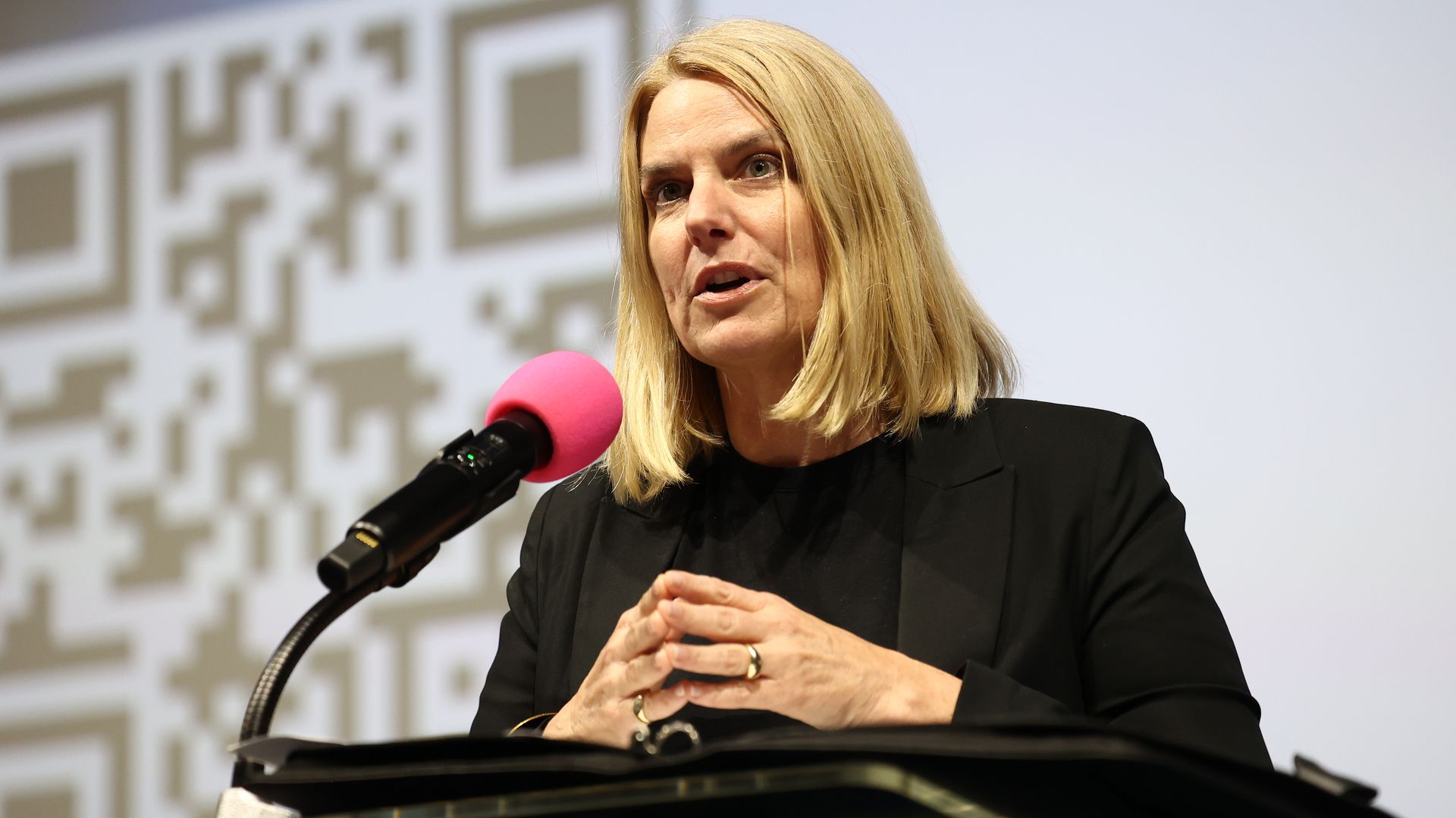 Sarah Kate Ellis on stage during the GLAAD's "Where We Are On TV" Launch And Industry Reception at Vidiots on April 30, 2024 in Los Angeles, California. 