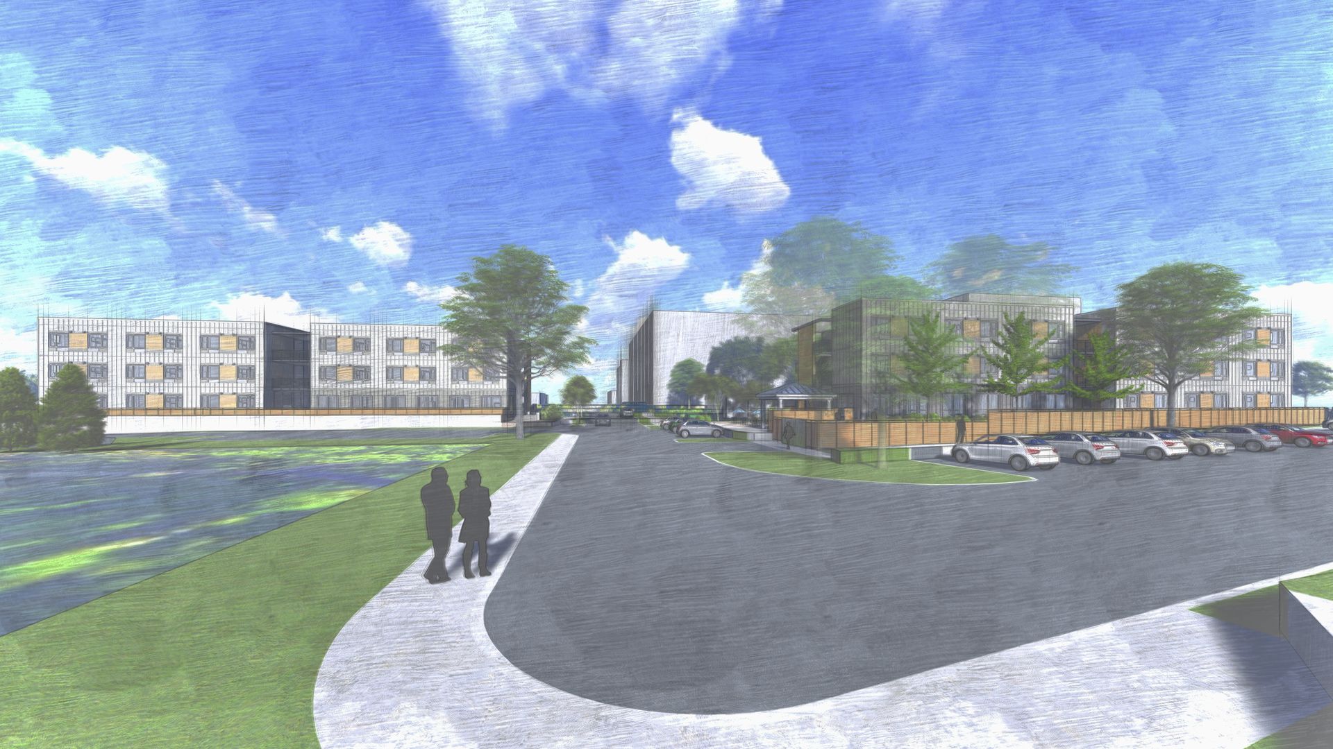 A rendering of the third rapid rehousing project that will be constructed on the northwest corner of 17th Street and Northside Drive in Atlanta.