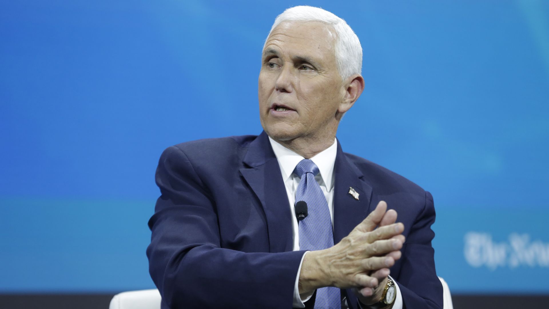 Former Vice President Mike Pence speaking in New York City in November 2022.