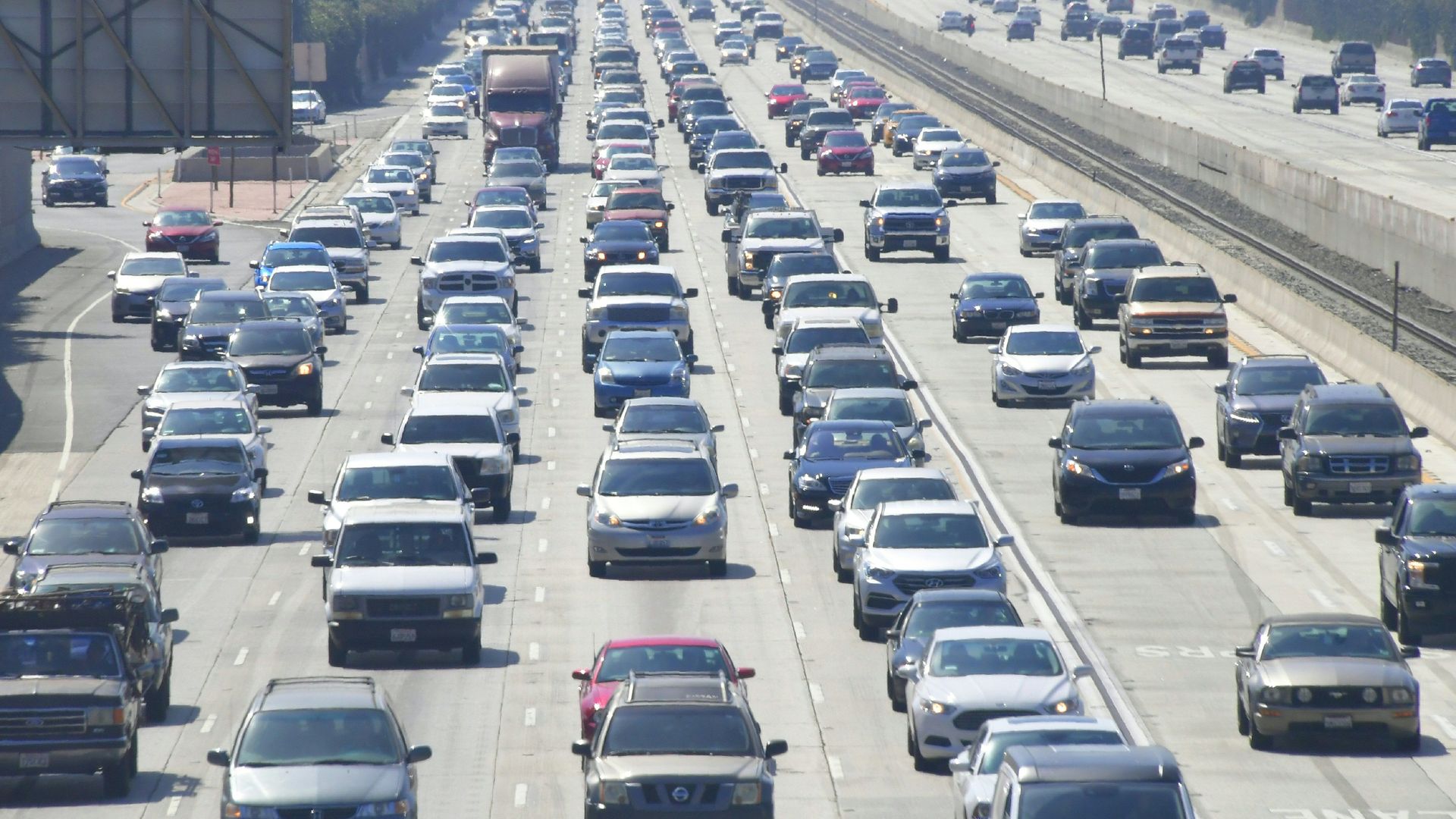 cars in highway traffic