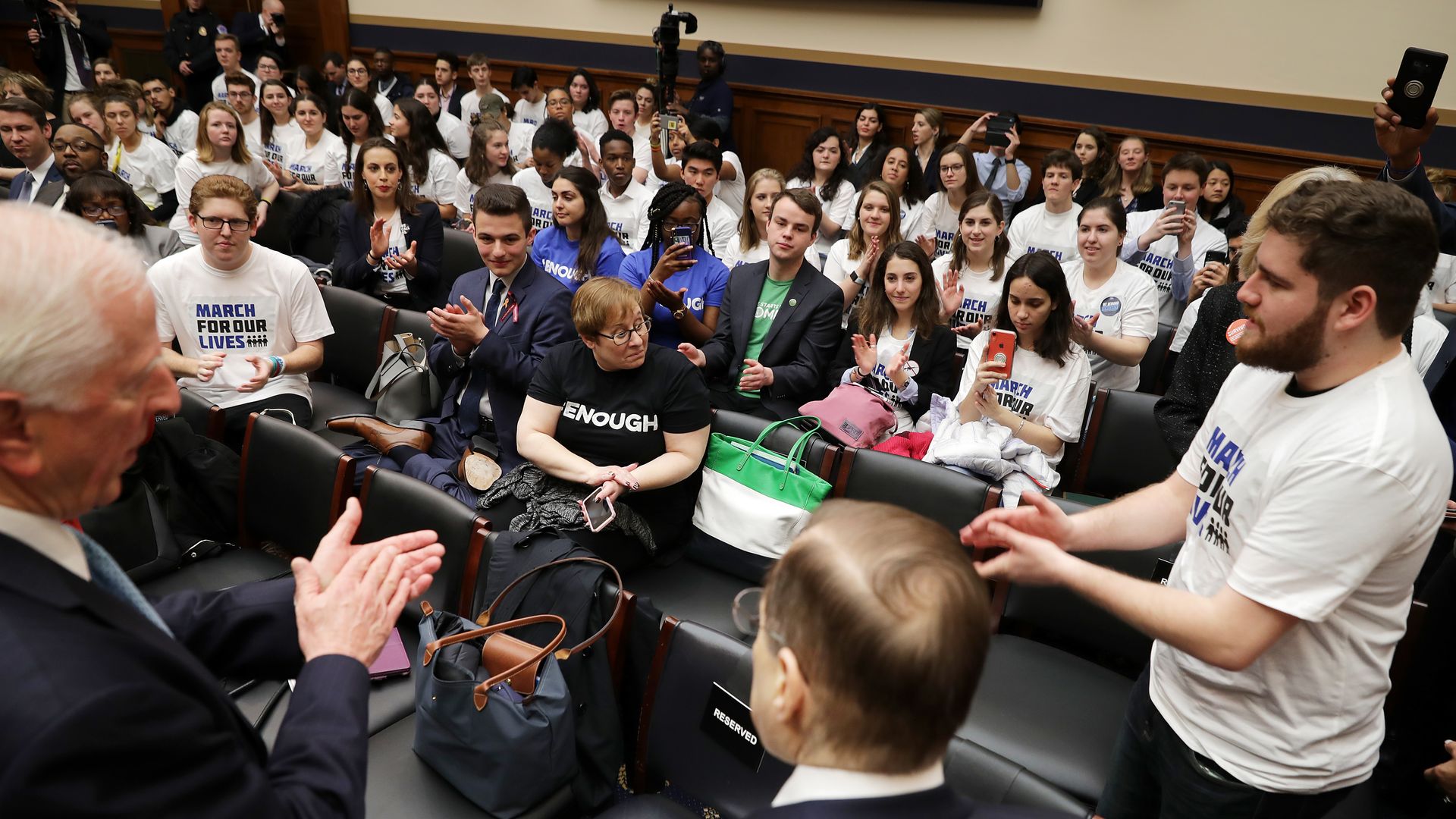 Gun-control advocates and activists before a House hearing on gun violence legislation.
