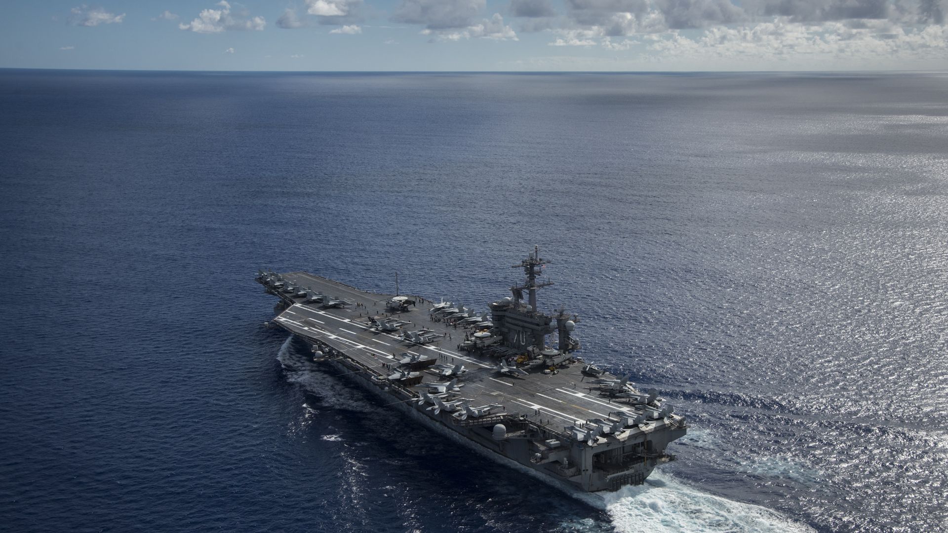  The USS Carl Vinson conducting a bilateral exercise with the Japan Maritime Self-Defense Force on April 23, 2017 in the Philippine Sea. 