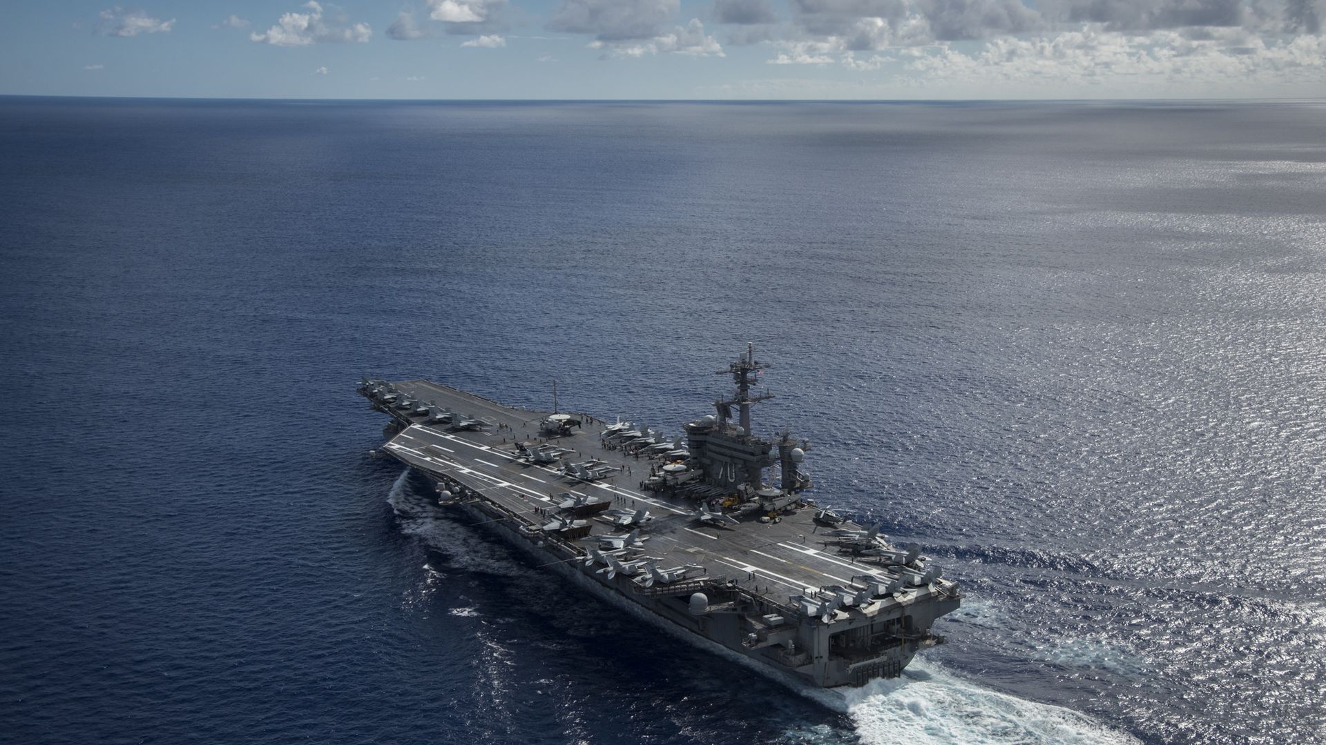 The USS Carl Vinson conducting a bilateral exercise with the Japan Maritime Self-Defense Force on April 23, 2017 in the Philippine Sea.