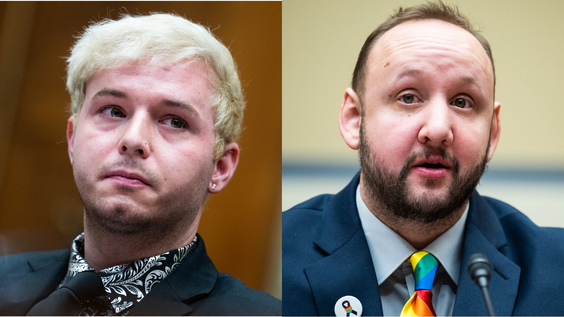 Photo of Michael Anderson on the left and James Slaugh on the right as they speak