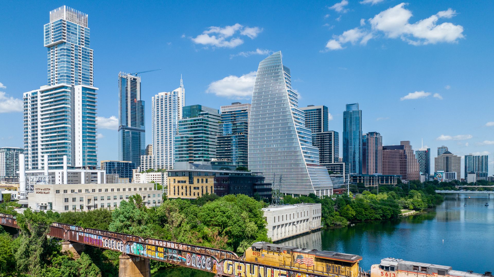 An aerial view of Austin
