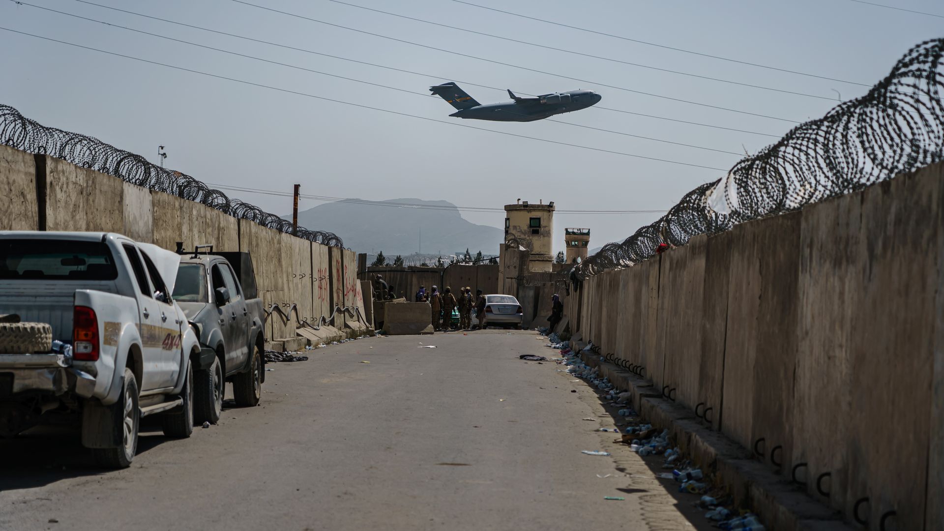A C-17 Globemaster takes off from Kabul.