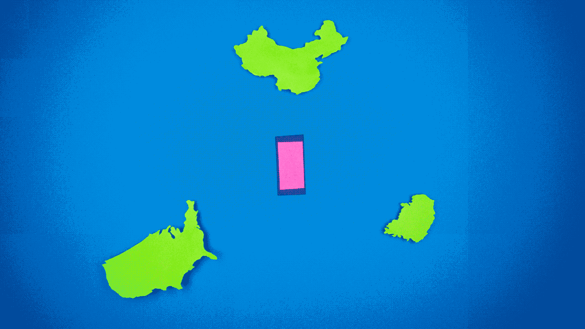 The US, China, and South Korea in an illustration moving in on a phone