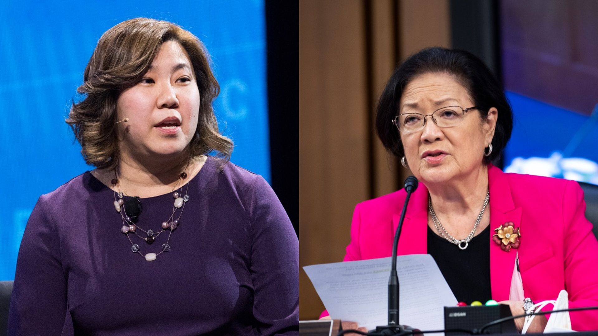 Photo of Grace Meng on the left and Mazie Hirono on the right