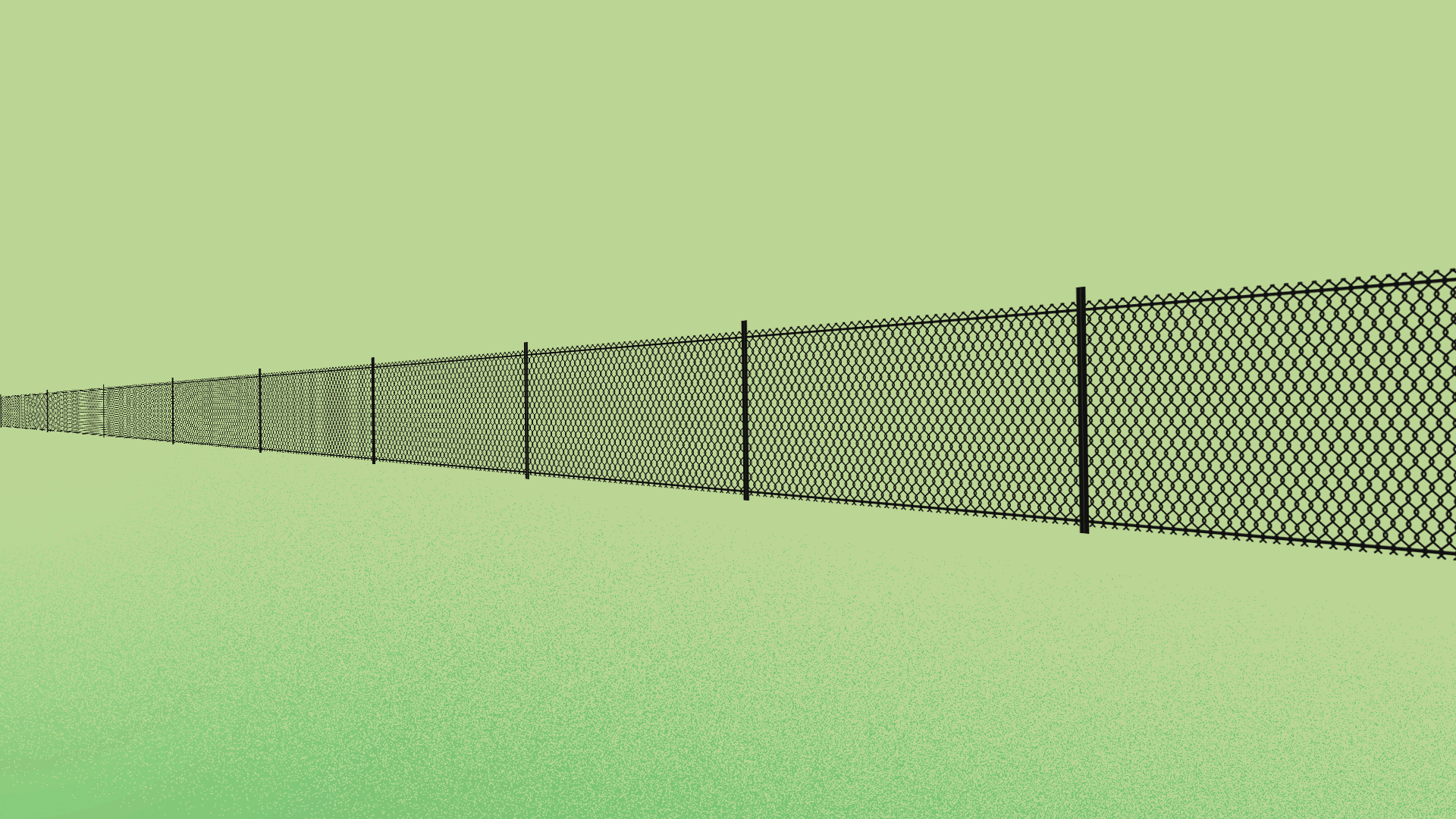 Animated illustration of a crypto coin bouncing over a chain-link fence.