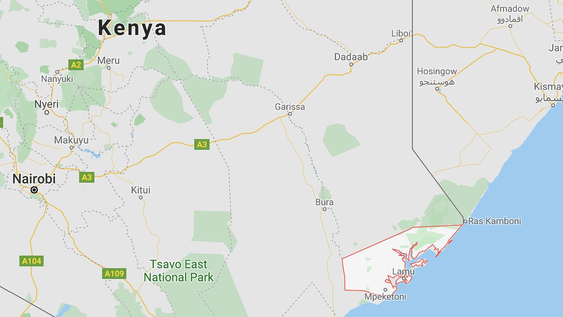 A map of Kenya