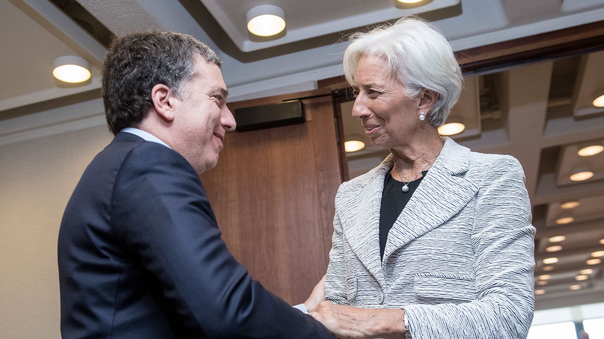 IMF Managing Director Christine Lagarde and Argentinian Economy Minister Nicolas Dujovne. Photo: Nicholas Kamm/AFP/Getty Images