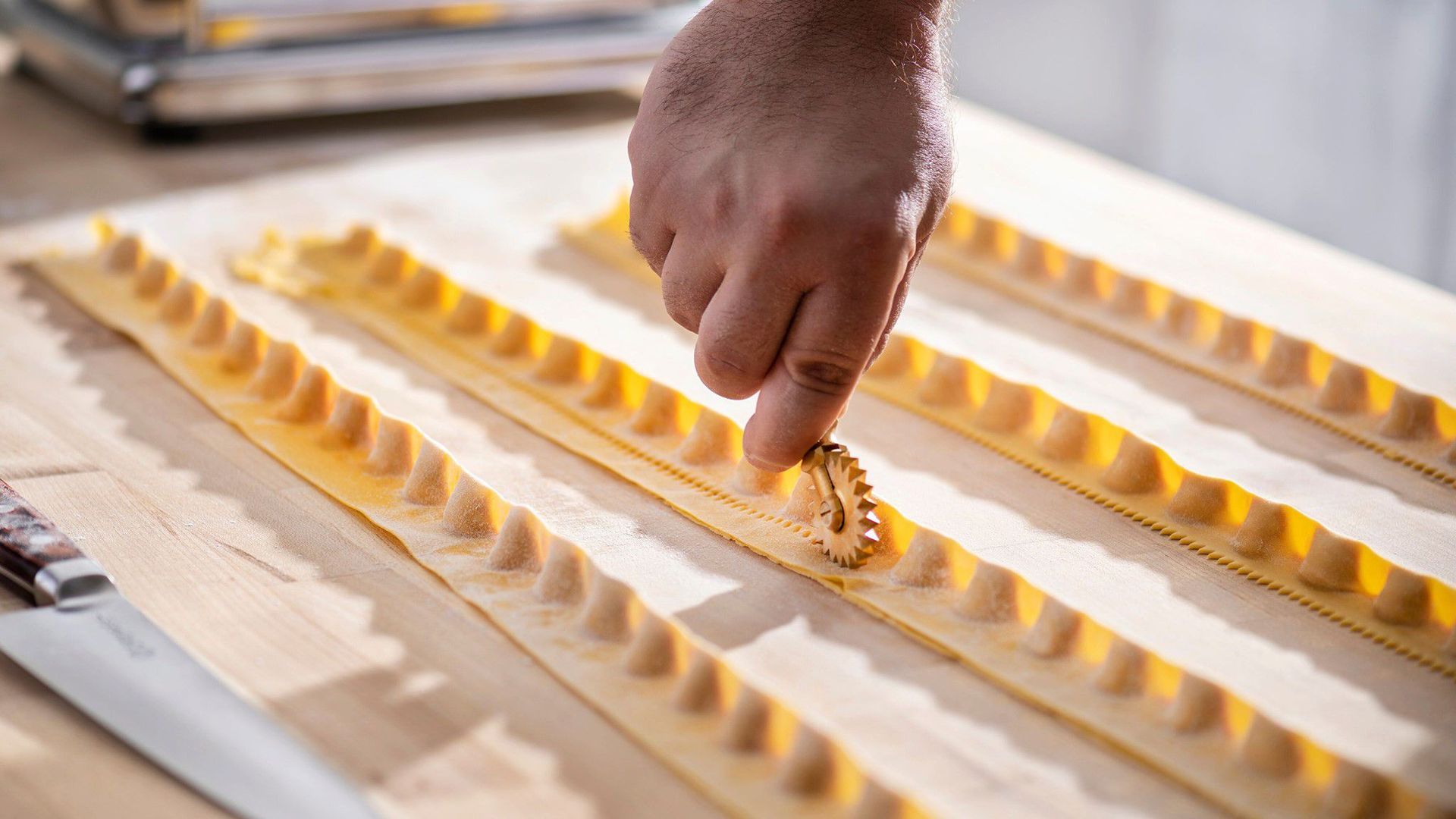 Person making fresh pasta