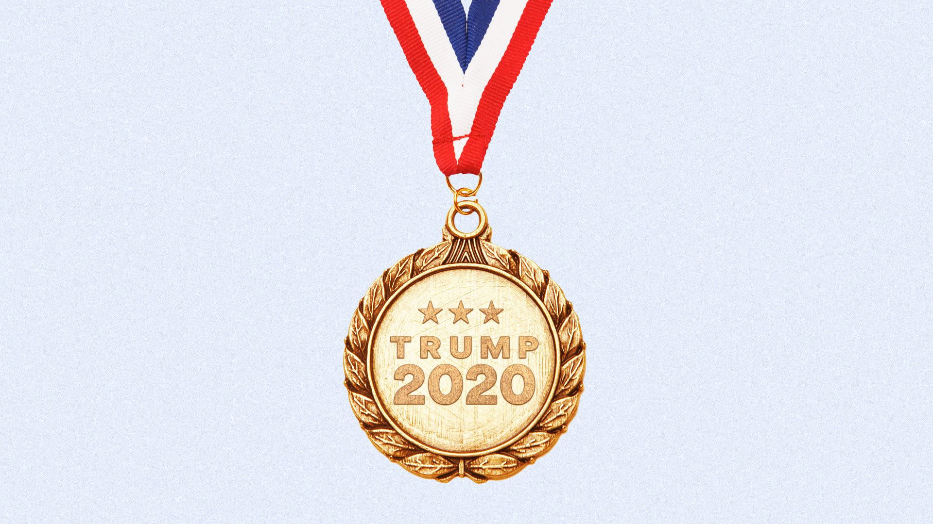 Illustration of a gold medal with Trump 2020.