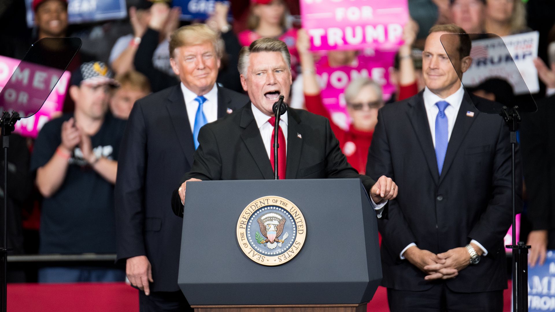 Mark Harris, North Carolina’s 9th district Republican candidate at a campaign rally last year.