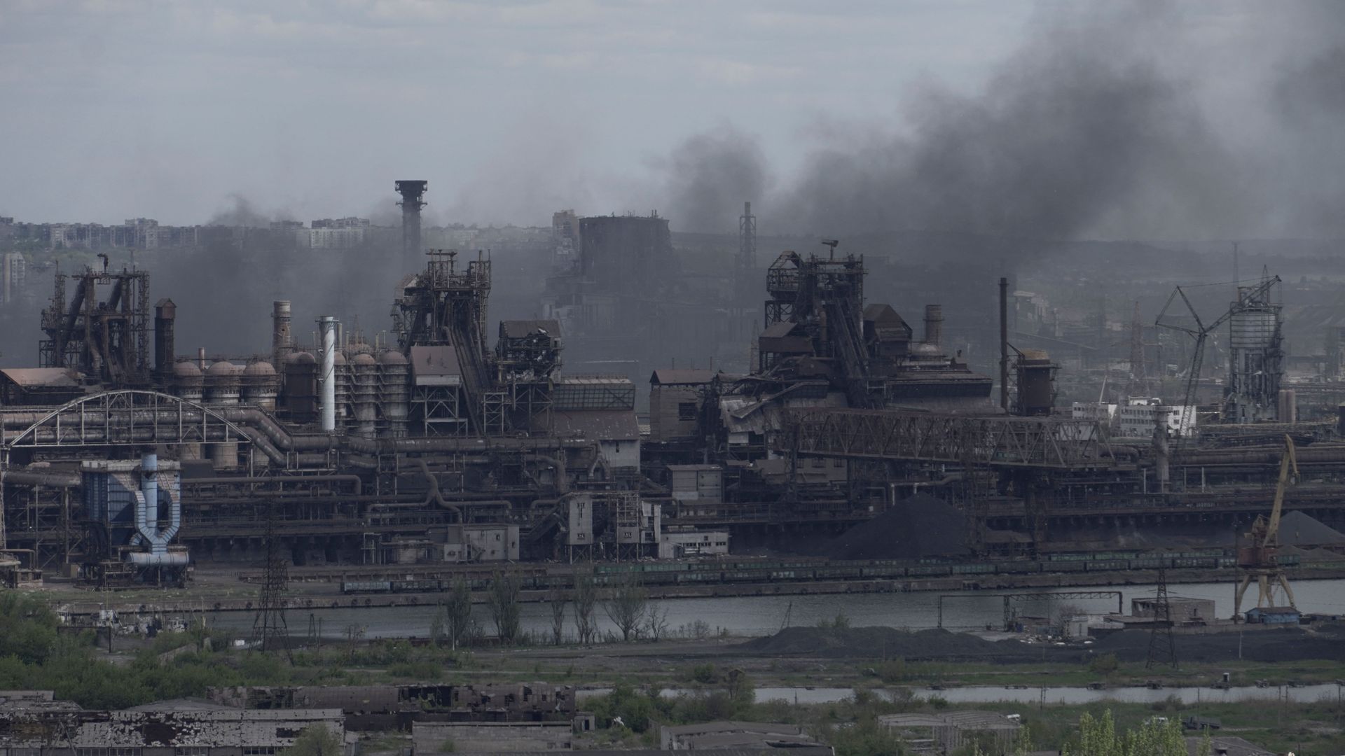 A view of the Azovstal steel plant in Mariupol, Ukraine, on May 10.