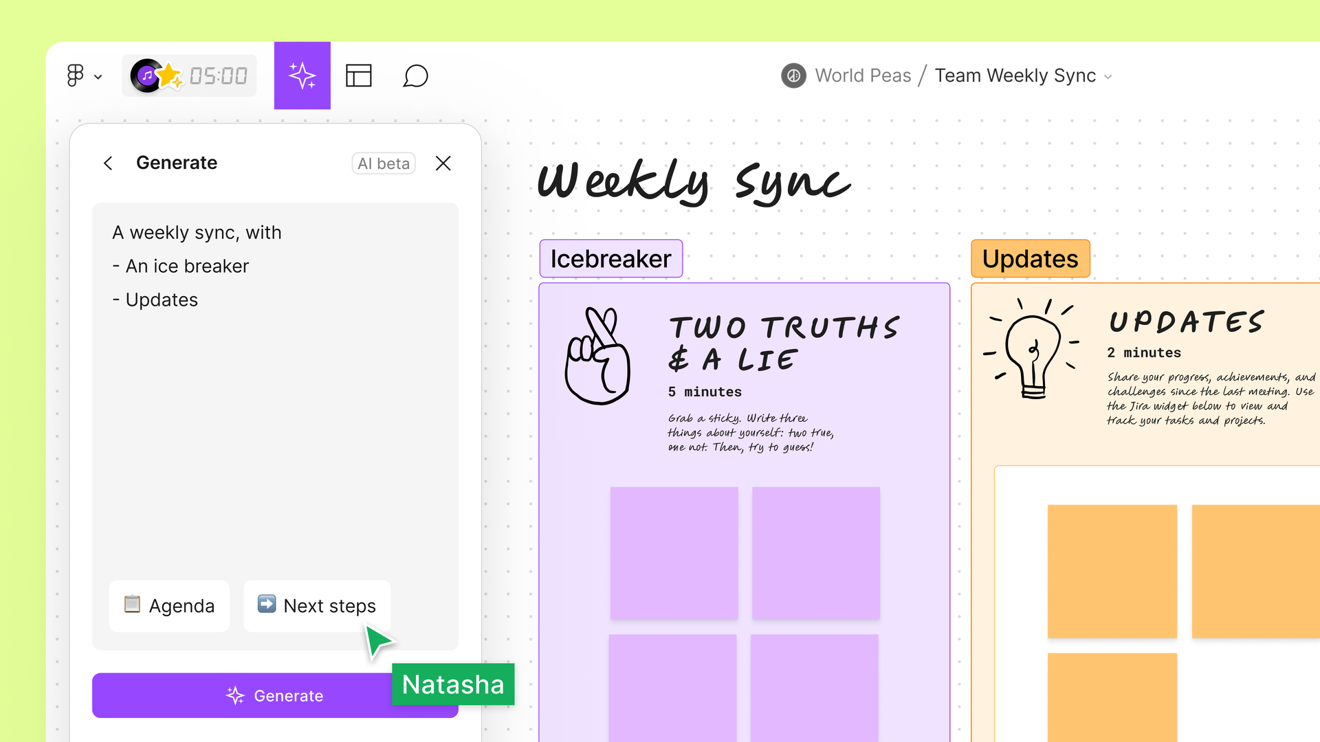A screenshot of new AI features in Figma's FigJam collaboration app