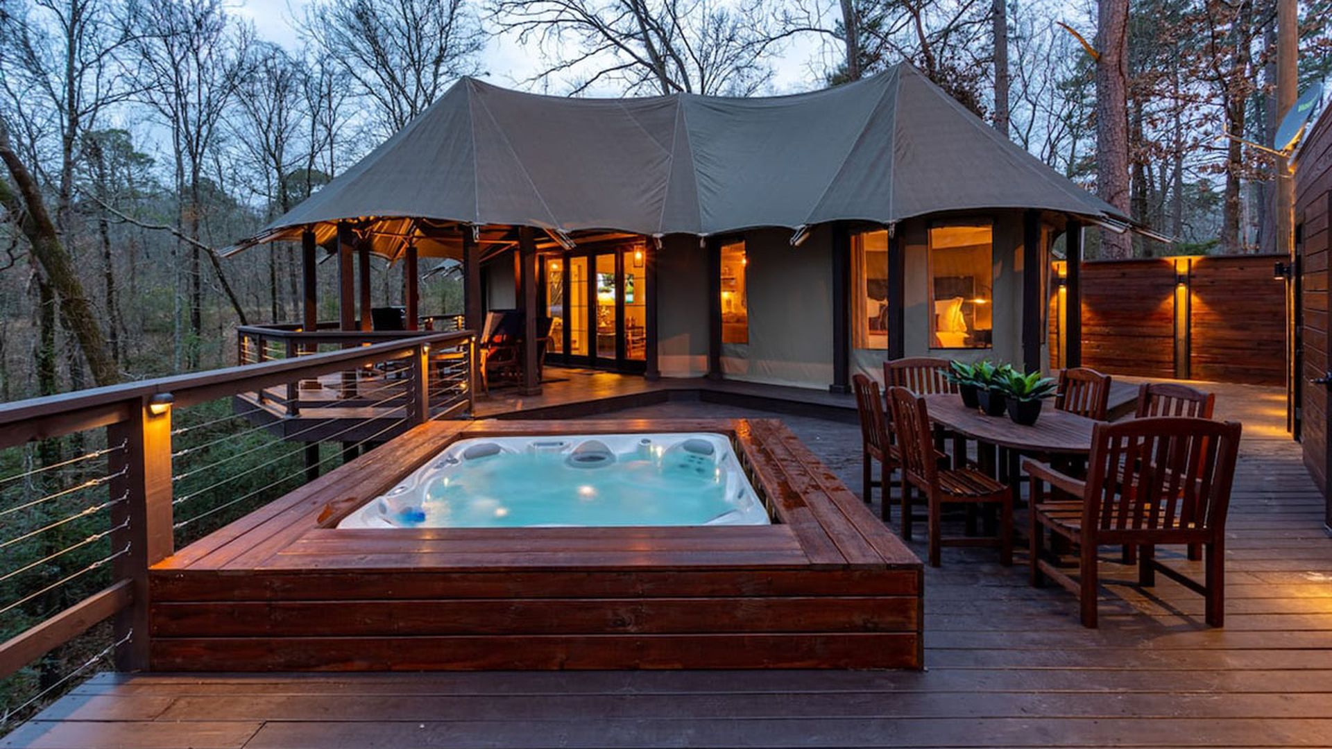 5-star tent with hot tub; airbnbs near NW Arkansas